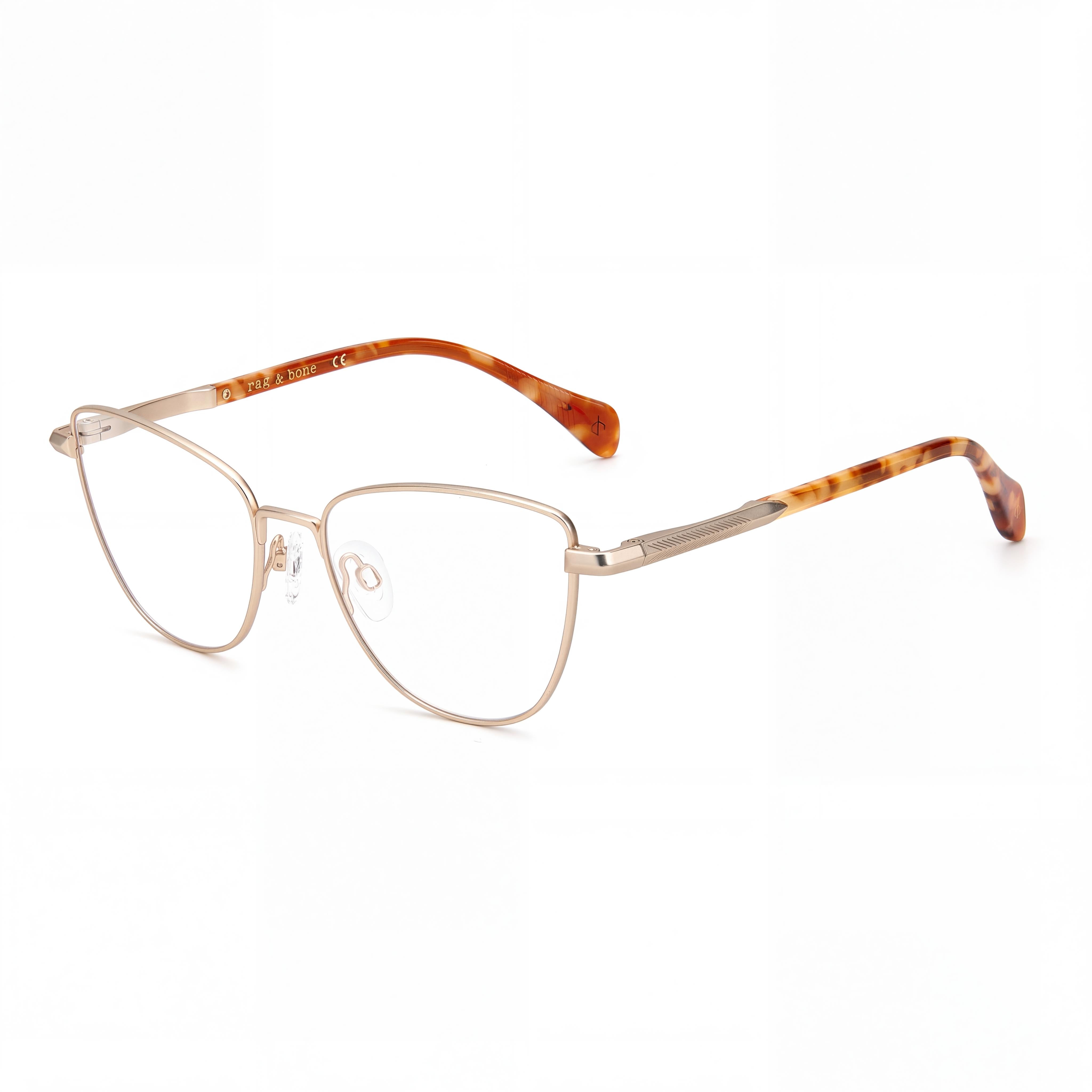 Gafas de sol Rag & Bone RNB3037 de acero inoxidable con montura ojo de gato adaptables a la luz para mujer, color dorado claro semimate, 53 mm, Photo 1