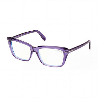 Tom Ford Women's Cat Eye Acetate Eyeglasses, Transparent Violet Frame, 54mm, Clear Demo Lenses, Prescription Ready