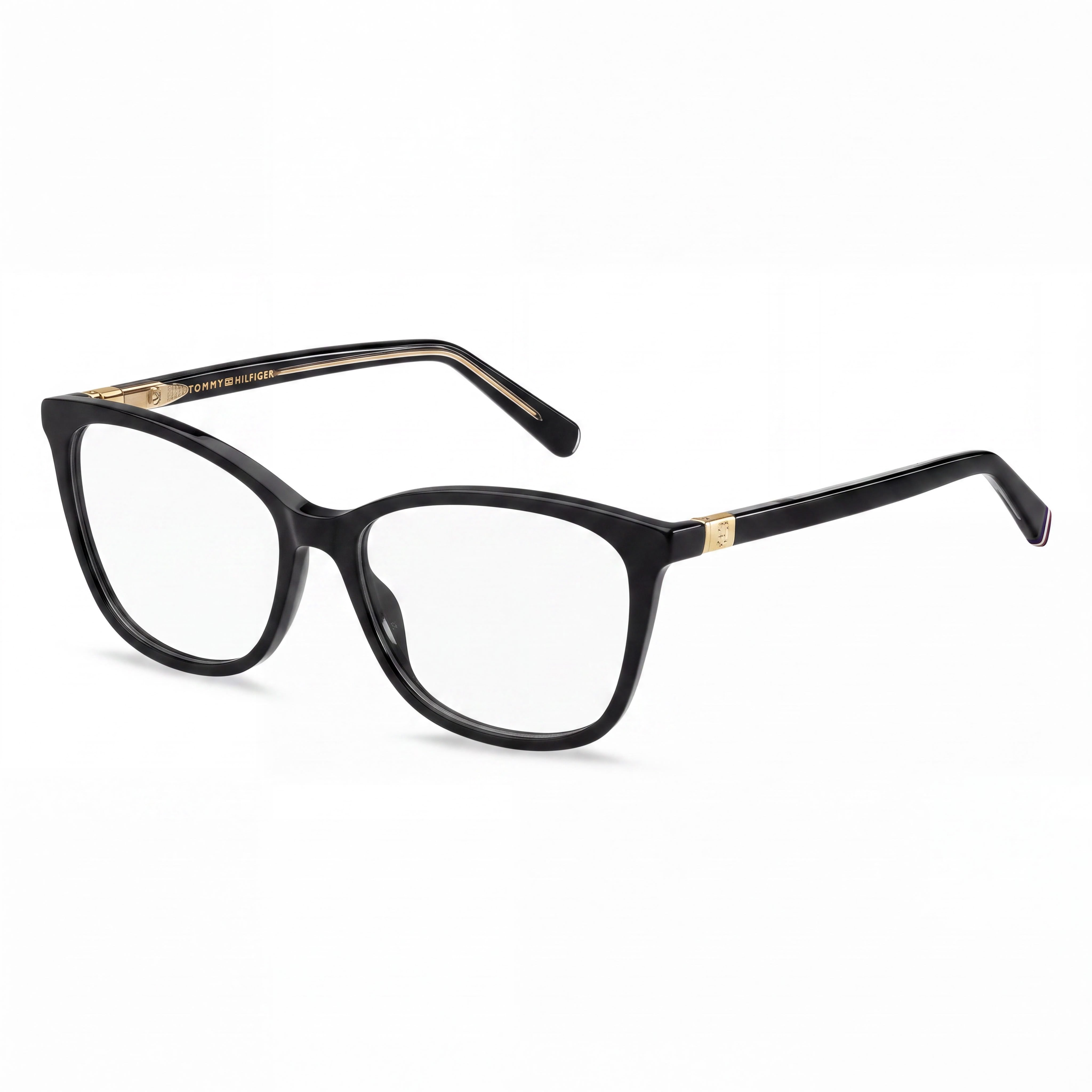 Gafas Tommy Hilfiger RECTANGULARES/CUADRADAS para mujer, montura de plástico negra, policarbonato, lentes de 54 mm, puente de 15 mm, patillas de 140 mm, Photo 1