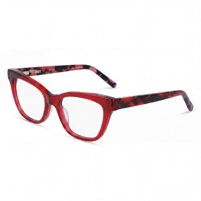 DKNY Dk5053 Unisex Crystal Red Acetate Eyeglasses | Polycarbonate Lenses | 51mm Lens Width | 18mm Bridge | 140mm Temple Length