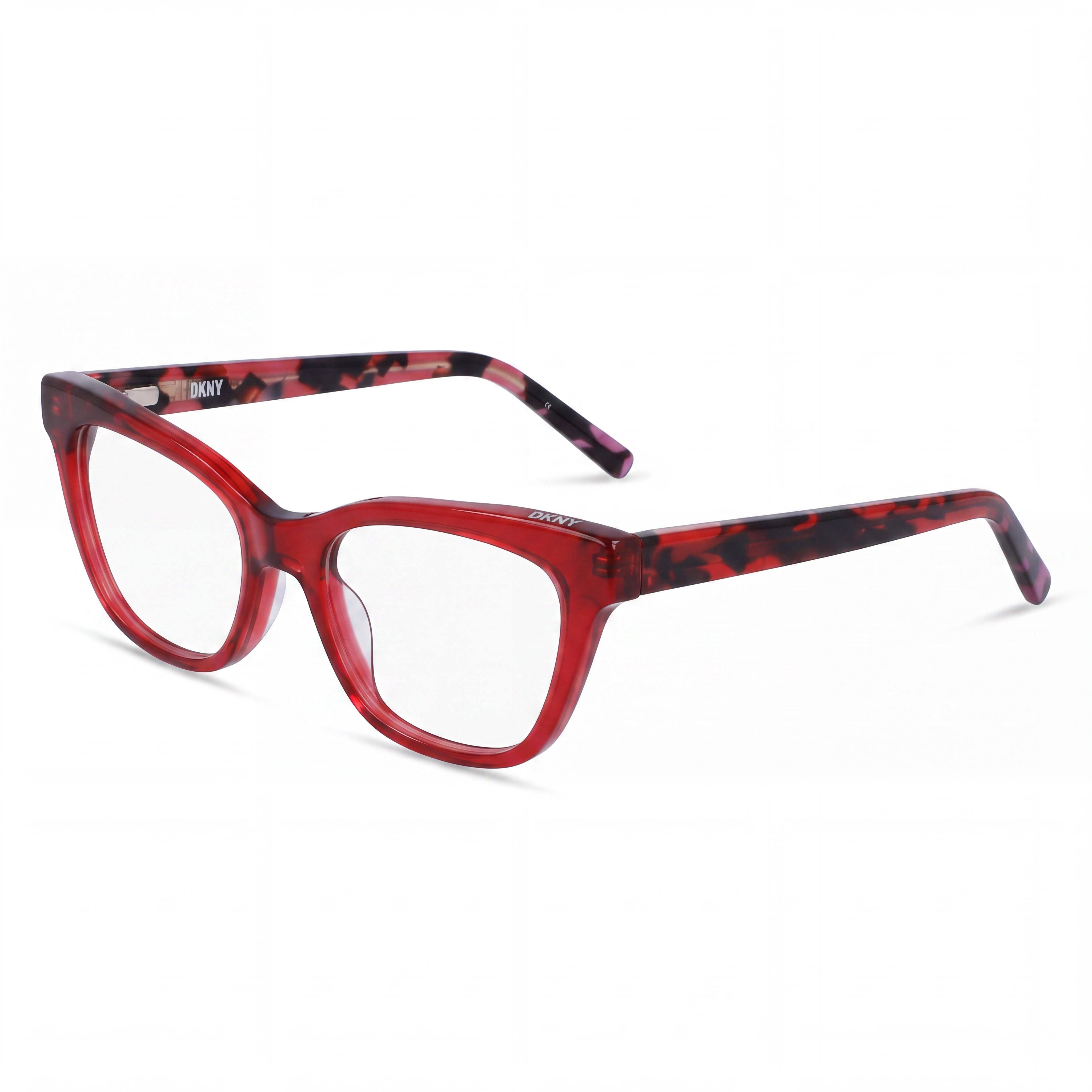 DKNY Dk5053 Unisex Crystal Red Acetate Eyeglasses | Polycarbonate Lenses | 51mm Lens Width | 18mm Bridge | 140mm Temple Length, Photo 1