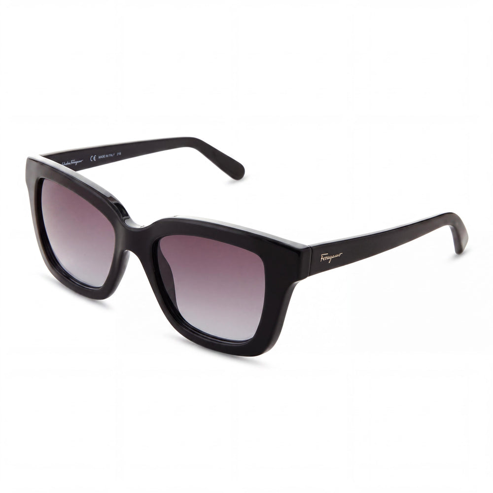 Salvatore Ferragamo SF955S Women's Square Plastic Black Gold Grey Gradient 100% UV Protected 53mm Sunglasses