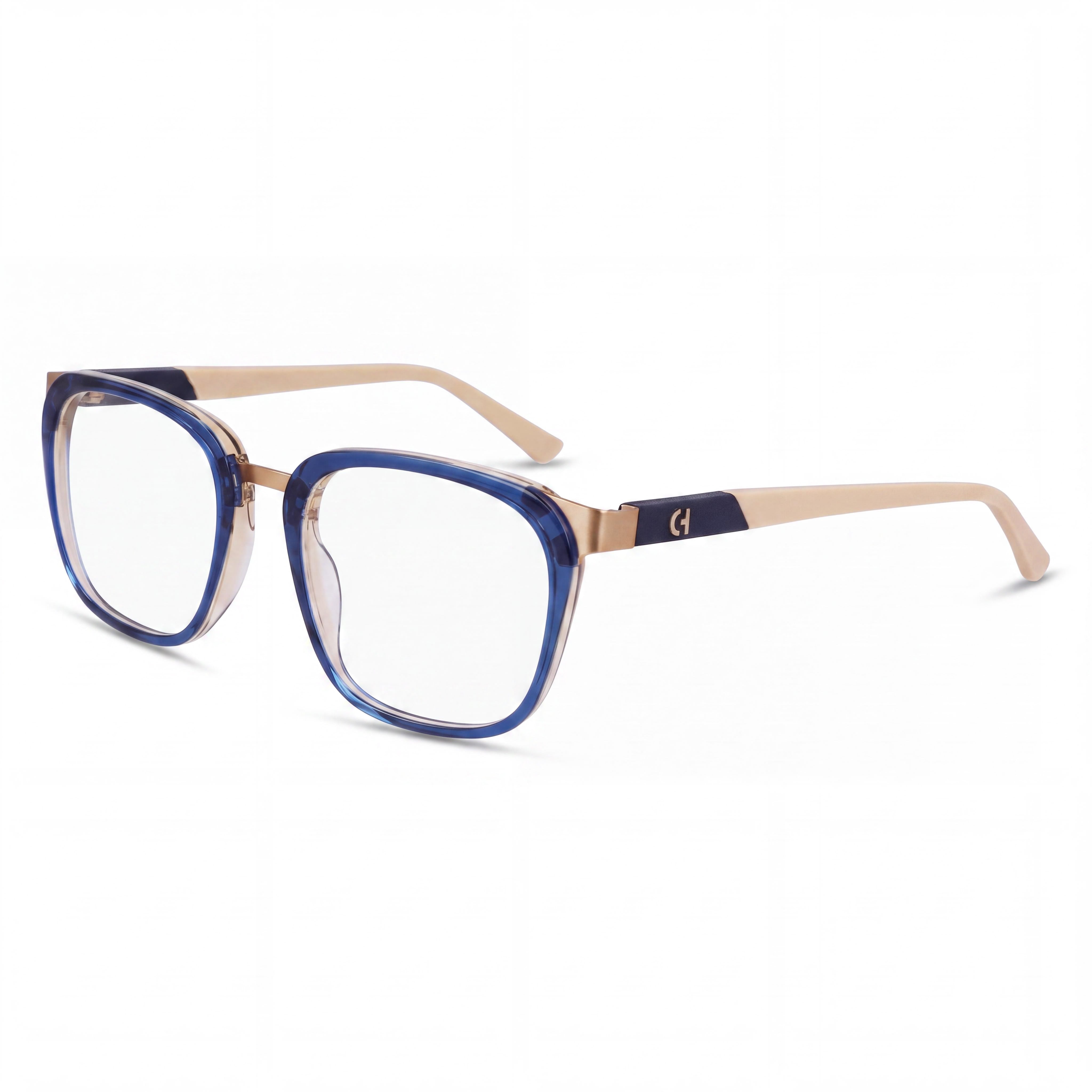 Cole Haan CH4523 Unisex Eyeglasses featuring Clear Demo Lenses, Ready for Custom Prescription Lenses, Navy Crystal Frame, Photo 1