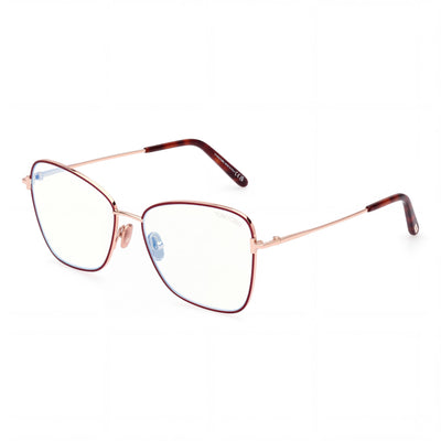 Gafas de vista Tom Ford Ft5906-b para mujer con montura metálica color burdeos, 55-15-140