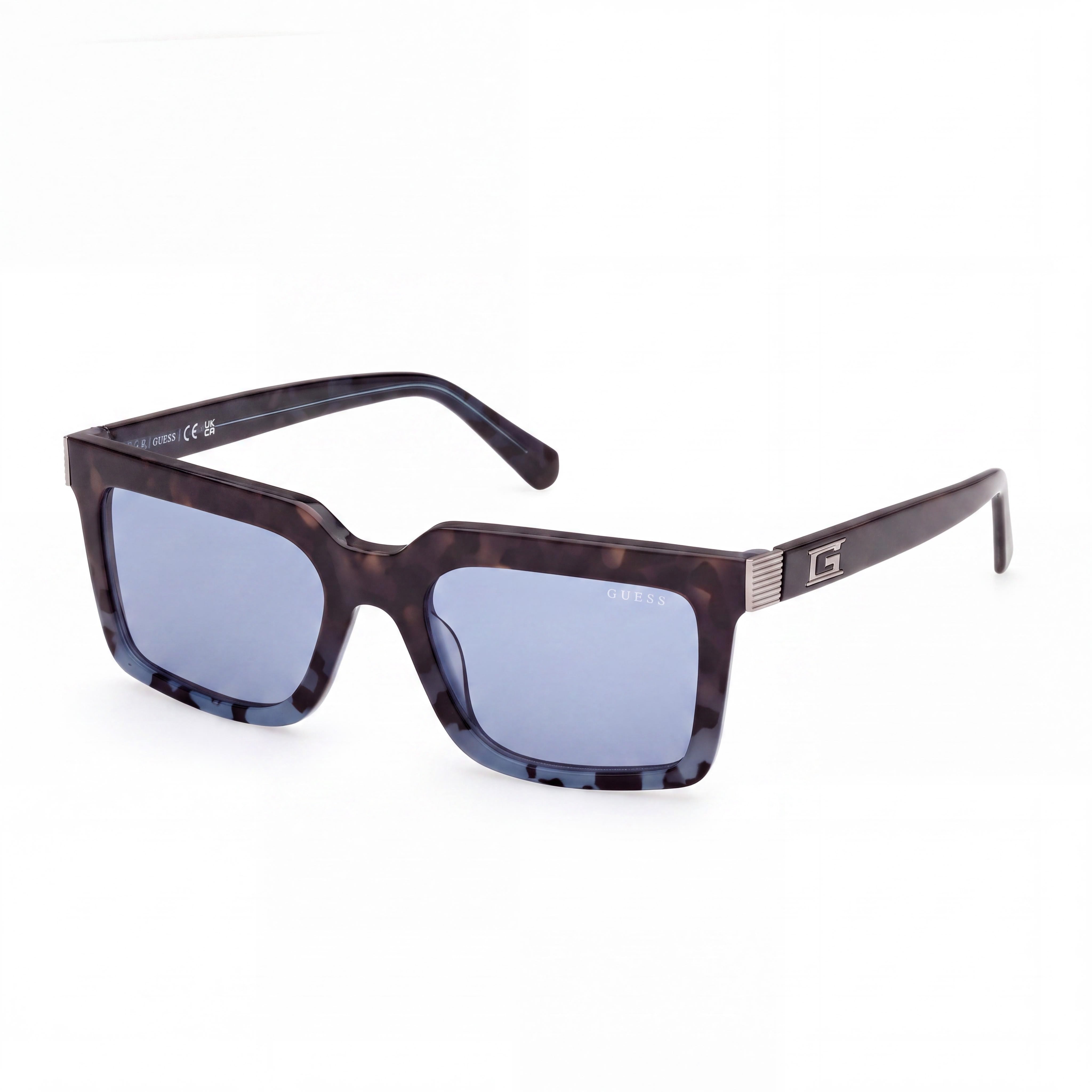 GUESS Gu00213 Havana Azul Gafas Unisex con Montura de Plástico, Lentes de Policarbonato Azules No Polarizadas y Protección UV 55mm, Photo 1