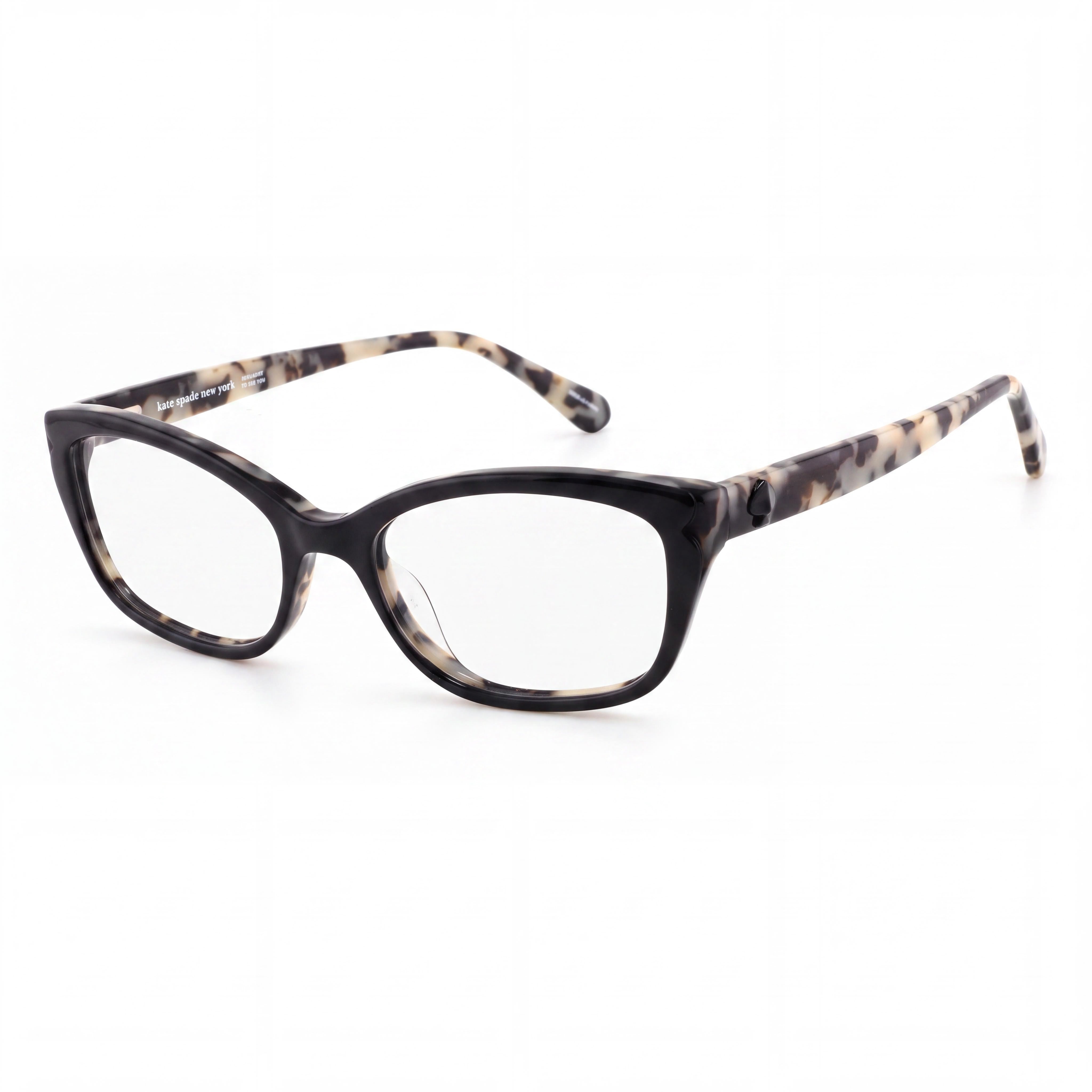 Kate Spade New York Moderno Unisex Negro Blanco Habana Acetato Montura Completa Gafas de Ojo de Gato 51mm, Photo 1