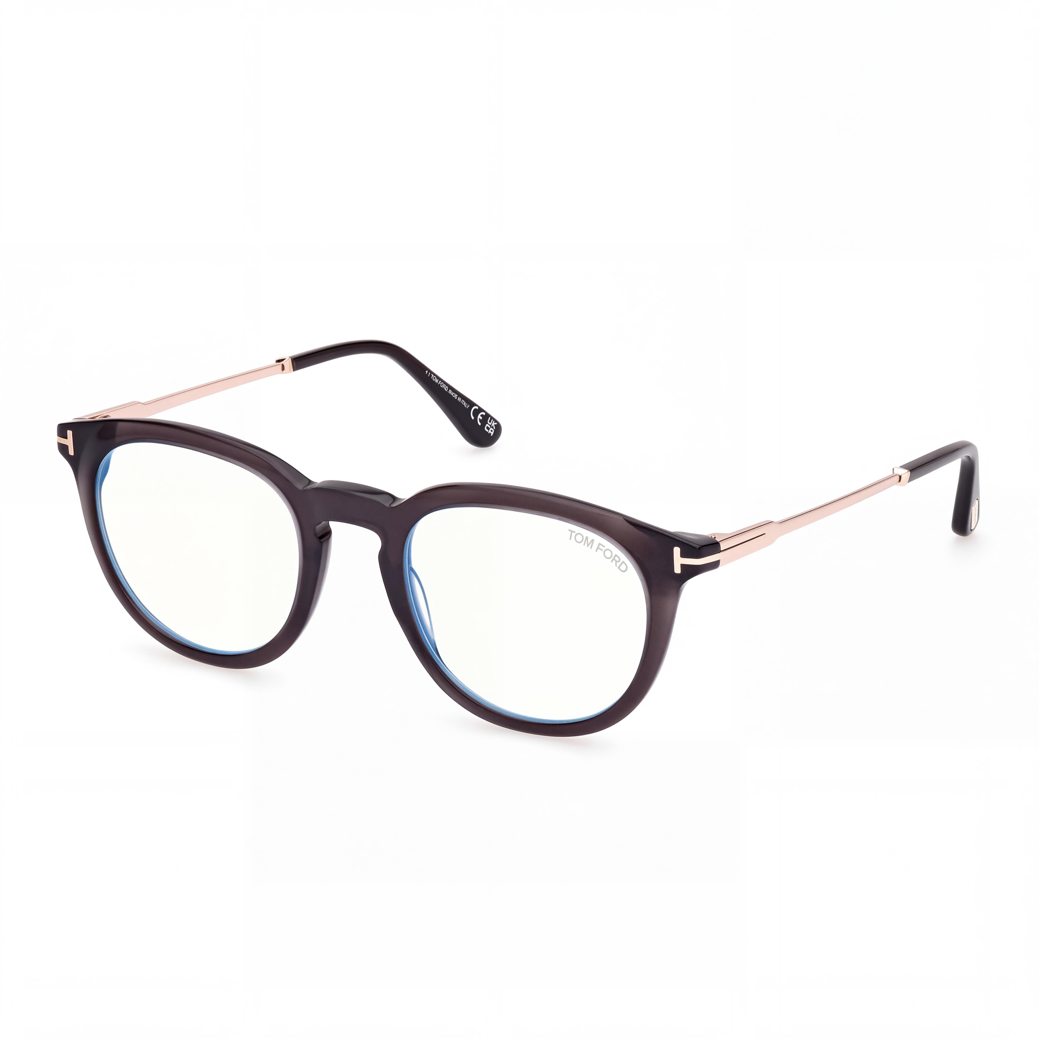 Tom Ford Ft5905-b Unisex Shiny Black & Rose Gold Blue Filter Plastic Frame Clear Blue Light Block Lenses 49-21-145, Photo 1