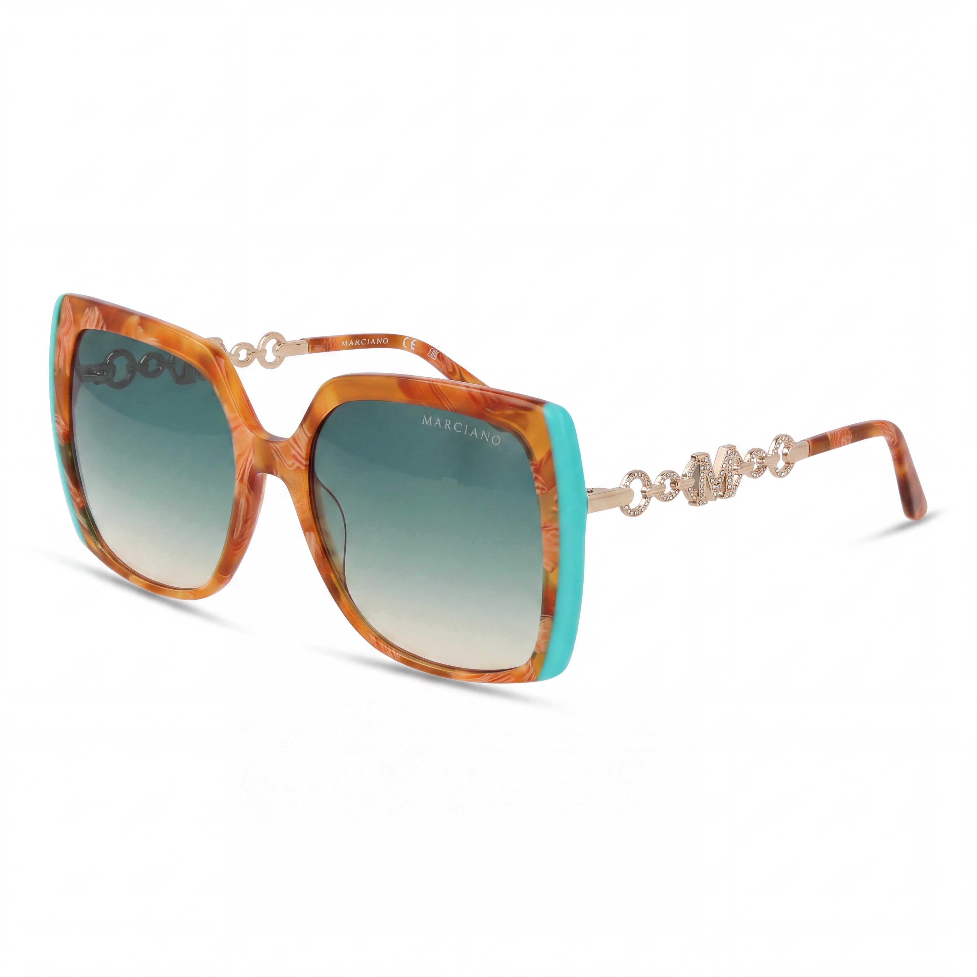 GUESS GM00005 5756P por Marciano Gafas de sol polarizadas clásicas modernas para hombre, montura verde degradado Habana, lentes ahumadas degradadas, Photo 1