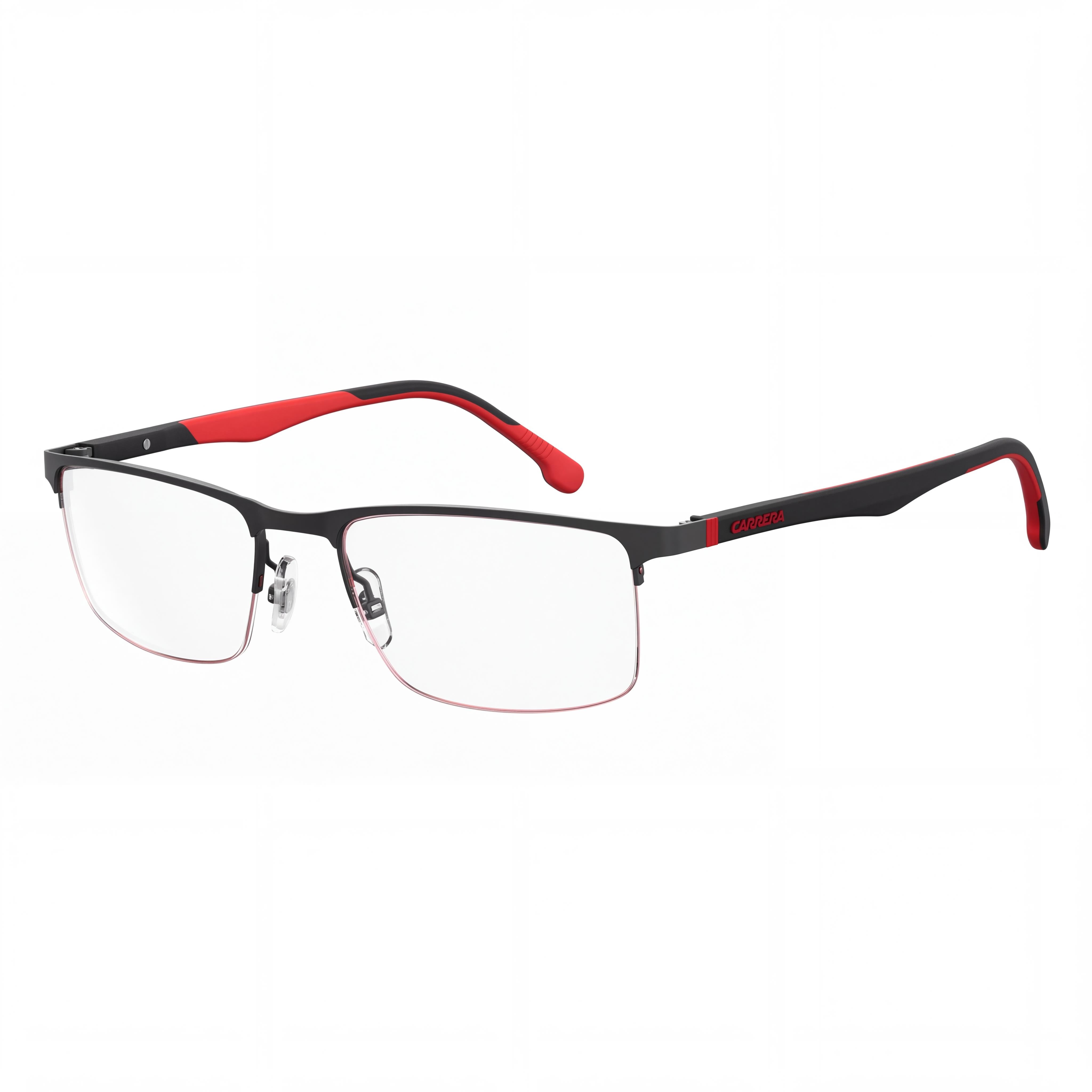 Gafas de moda Carrera unisex rectangulares semirrígidas de aleación de acero, negro mate 56-19-145, Photo 1