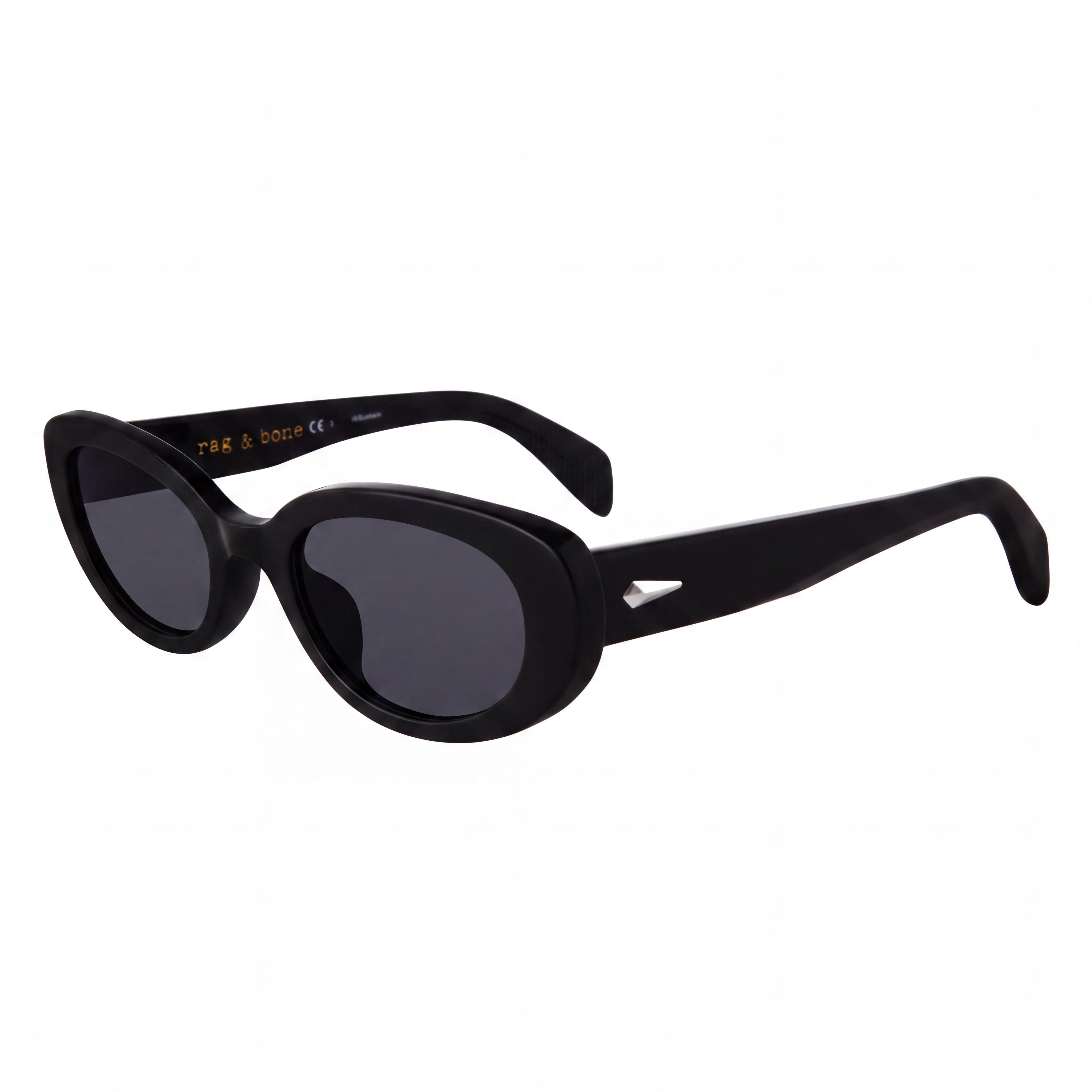Rag & Bone RNB1061/S Gafas de sol redondas de montura completa inyectada negra moderna para mujer 52mm, Photo 1