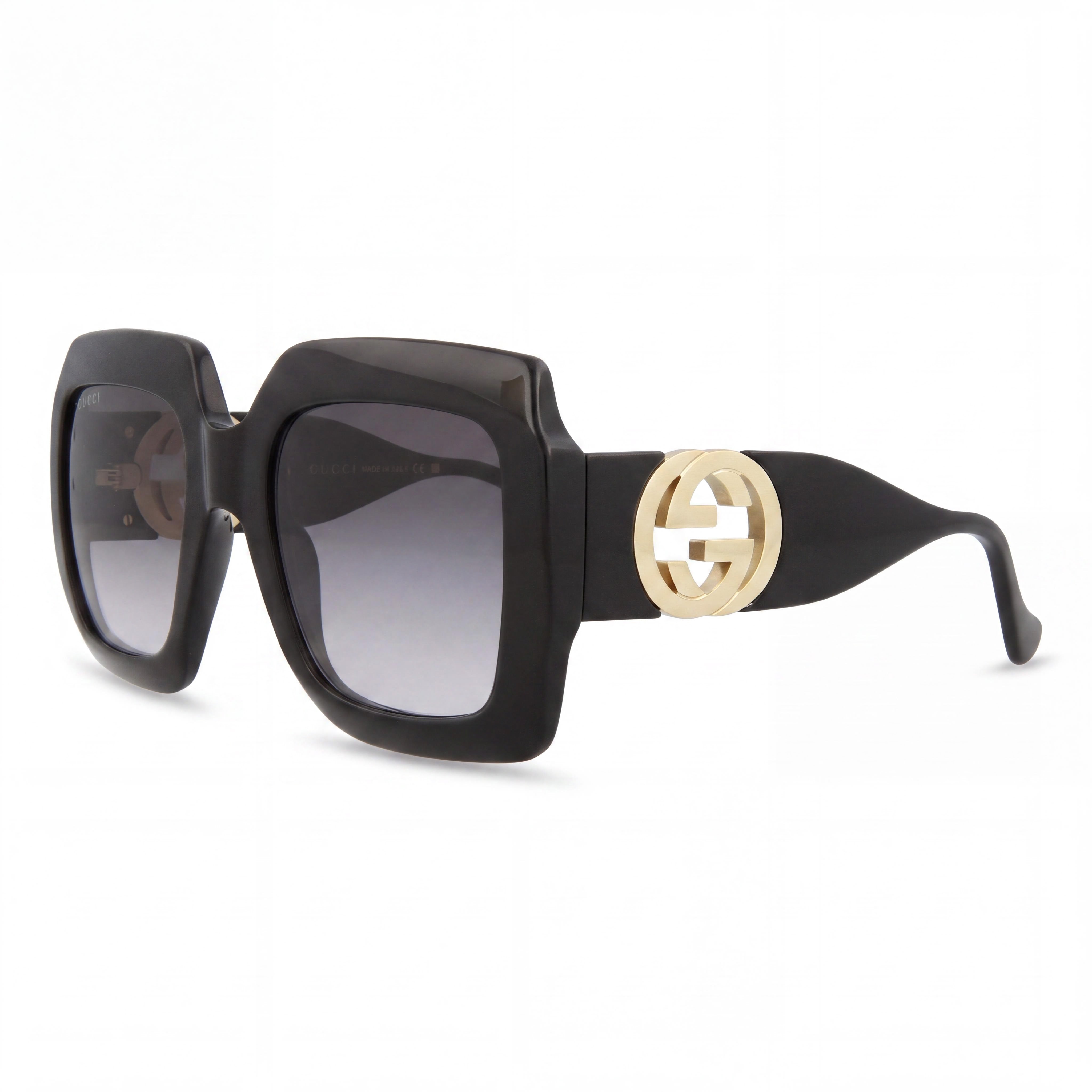 Gucci GG1022S Square/Rectangle Women's Black Injection Frame Gradient Grey Lenses UV Protection 54mm, Photo 1