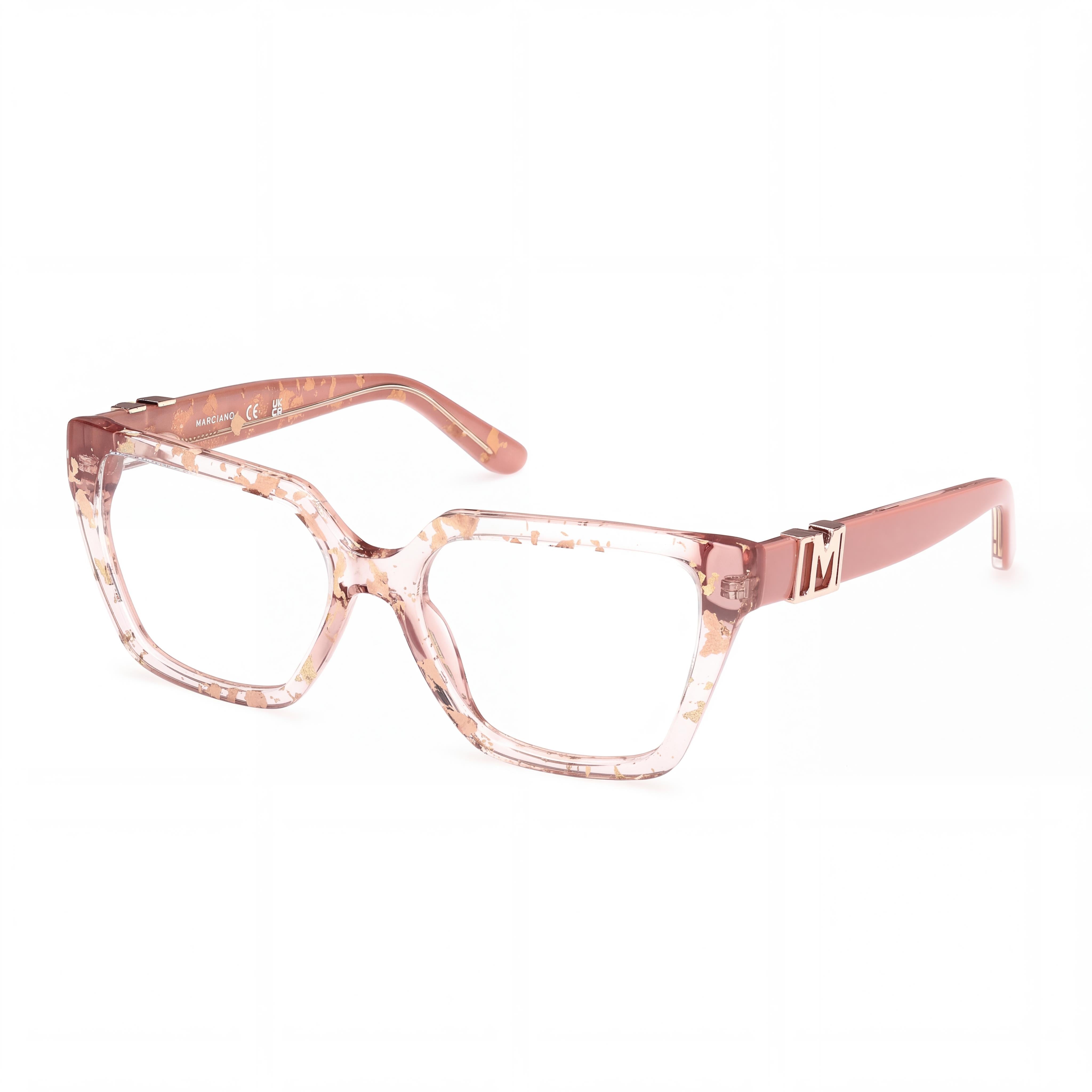 Gafas GUESS by Marciano para Hombre, Montura de Plástico Brillante Rosa Claro, Lentes Claras (no de Policarbonato) de 54mm, Photo 1