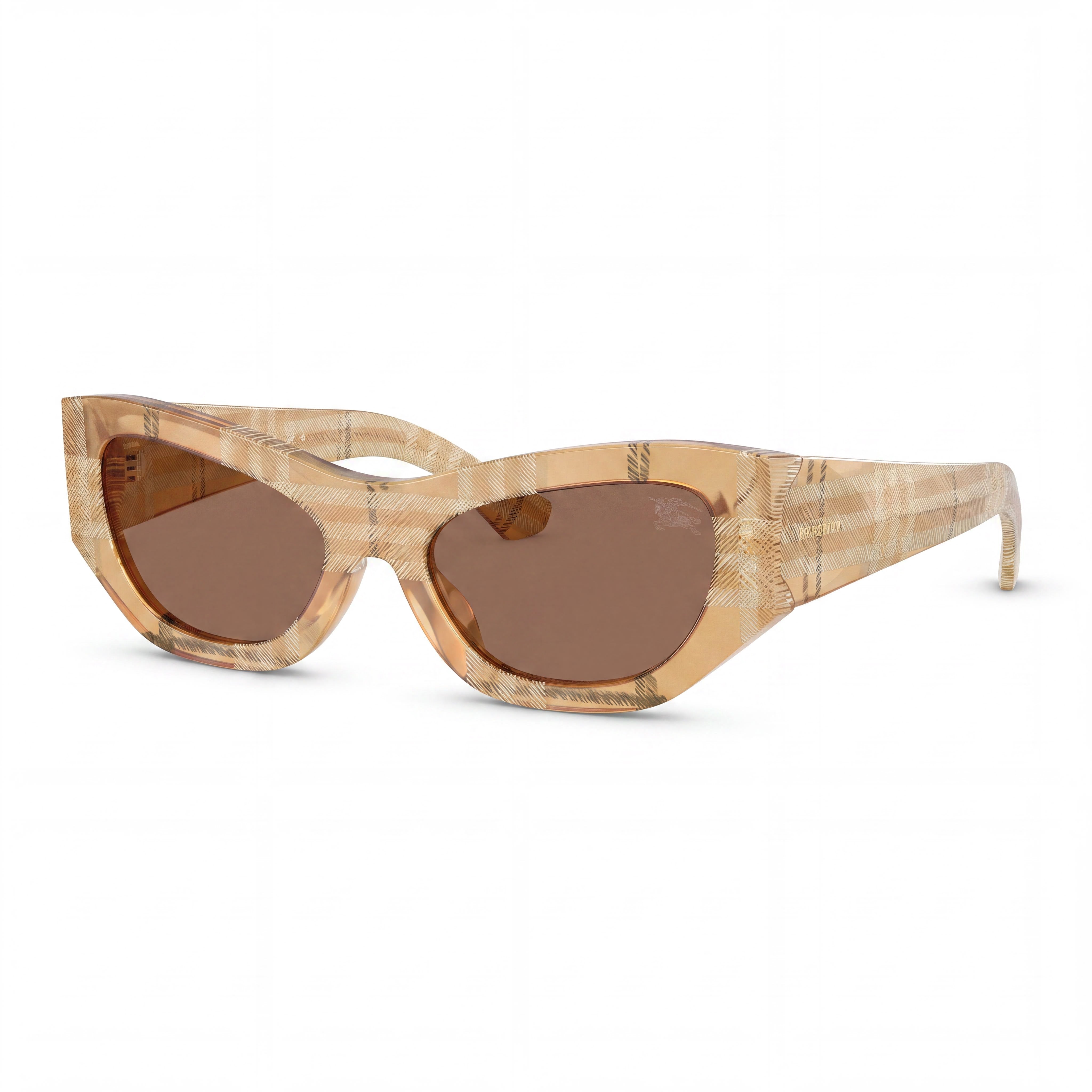 Gafas de sol unisex modernas BURBERRY, montura beige, lentes beis a cuadros no polarizadas (puente de 19 mm, patilla de 145 mm), Photo 1