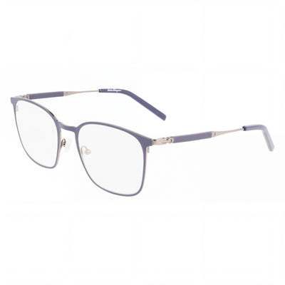 Gafas Salvatore Ferragamo Modern Square de titanio con filtro de luz azul color rutenio para mujer, 54 mm