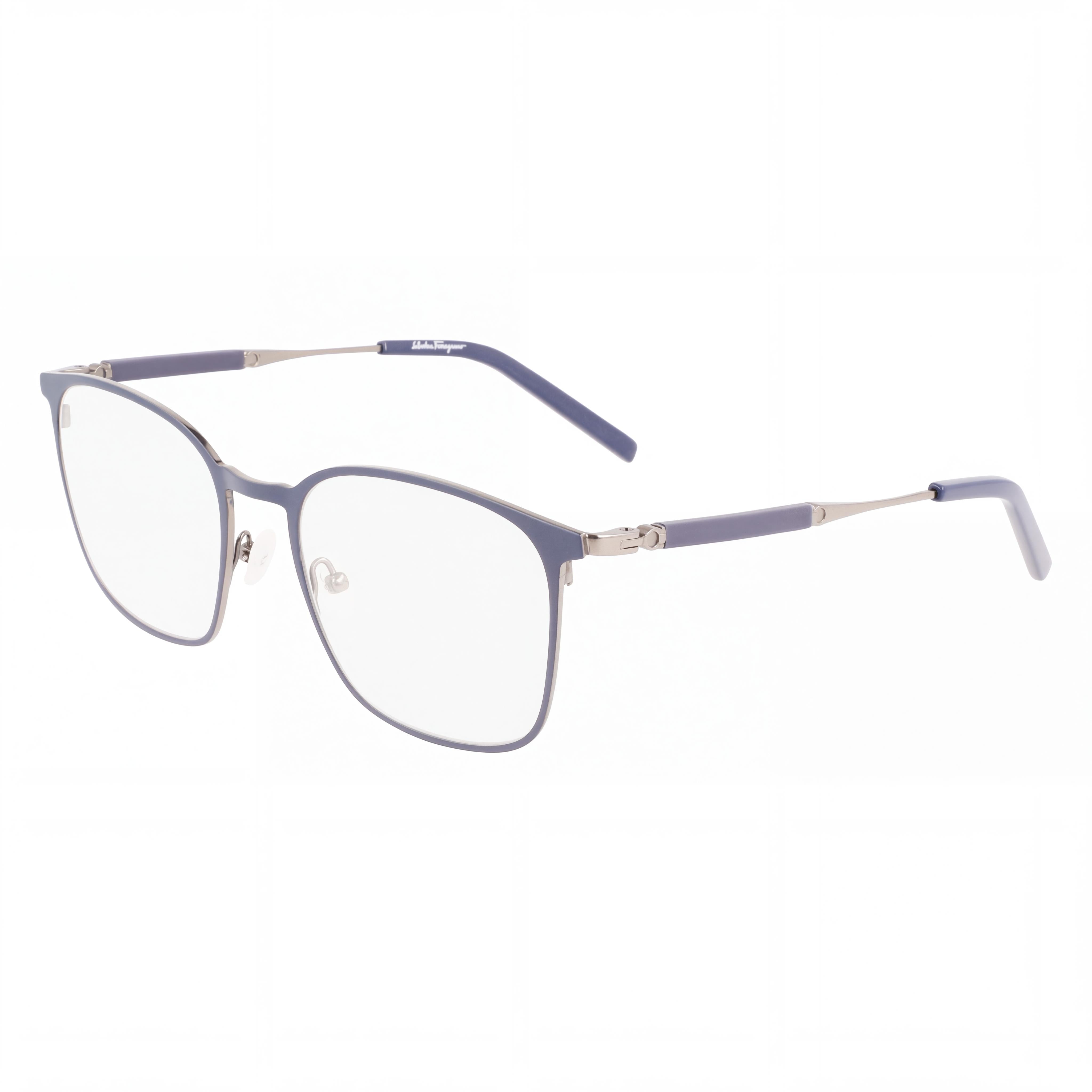 Gafas Salvatore Ferragamo Modern Square de titanio con filtro de luz azul color rutenio para mujer, 54 mm, Photo 1