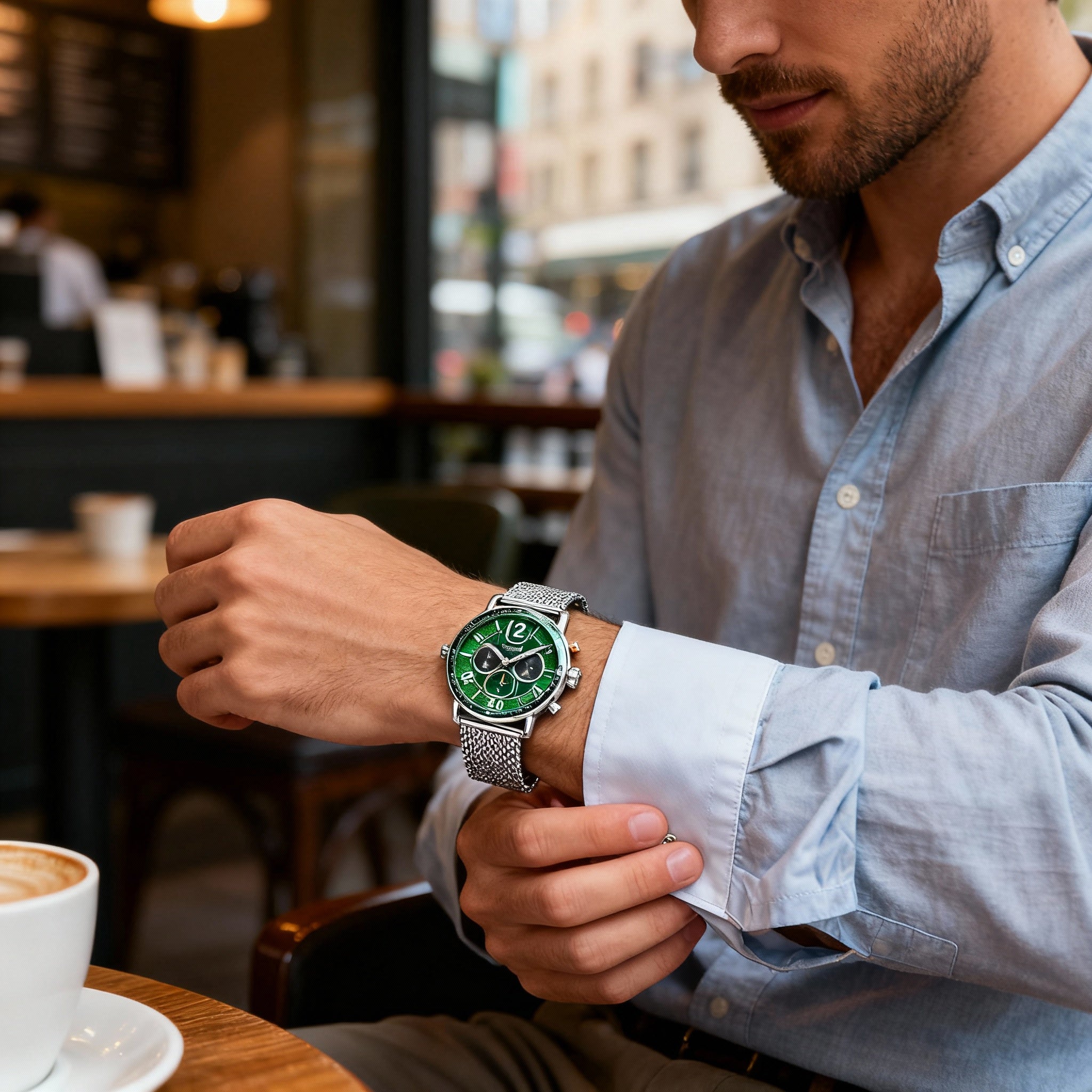 Invicta Speedway 49373 Men's Chronograph Quartz Watch, 44mm Silver Stainless Steel Bracelet, Green Dial, Photo 5