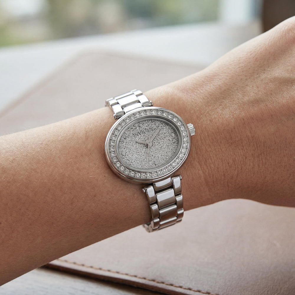 Reloj de cuarzo Invicta Mini 49594 para mujer con esfera plateada, caja y brazalete de acero inoxidable de 24 mm, resistente al agua
