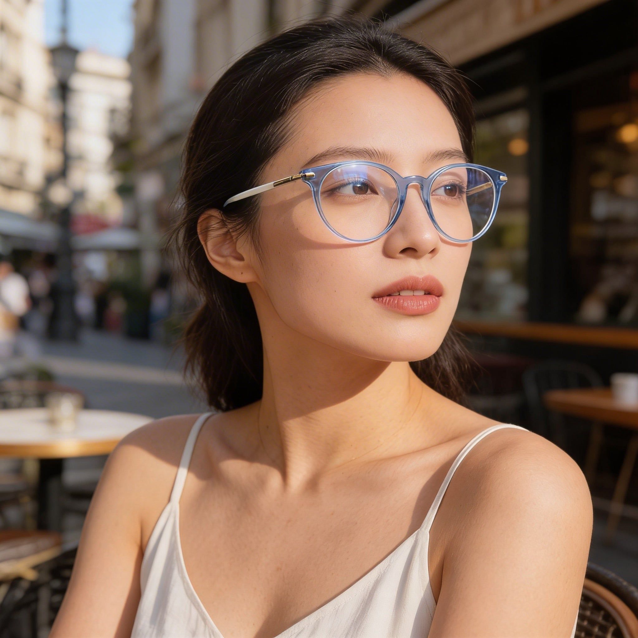 Adidas Or5073 Unisex Plastic Eyeglasses Light Blue White 51-18-145 Transparent Demo Lenses Prescription Ready, Photo 4