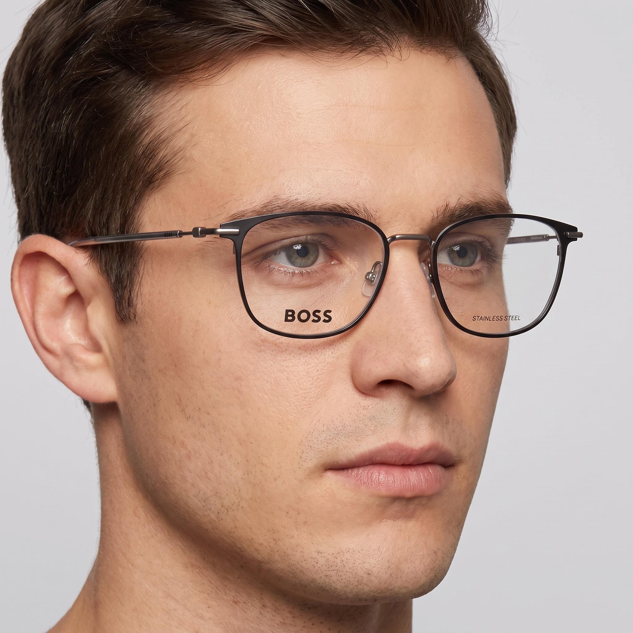 Hugo Boss 1431 Gafas de sol polarizadas casuales unisex de aleación de acero negro mate rutenio oscuro 52 mm, Photo 3