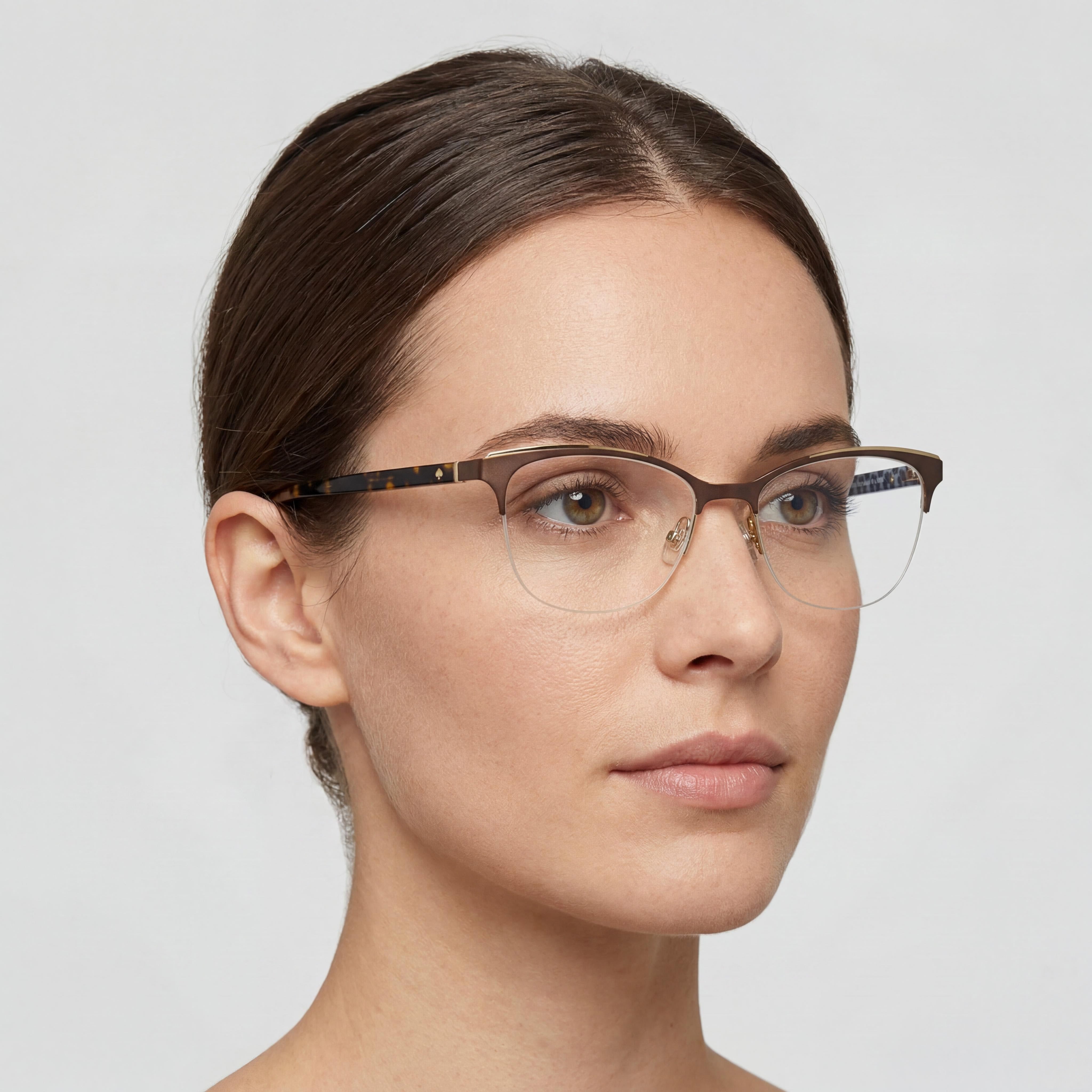 kate spade new york Brieana 09Q 52 Women's Semi Rimless Square Acetate Eyeglasses Brown Havana 52mm, Photo 3