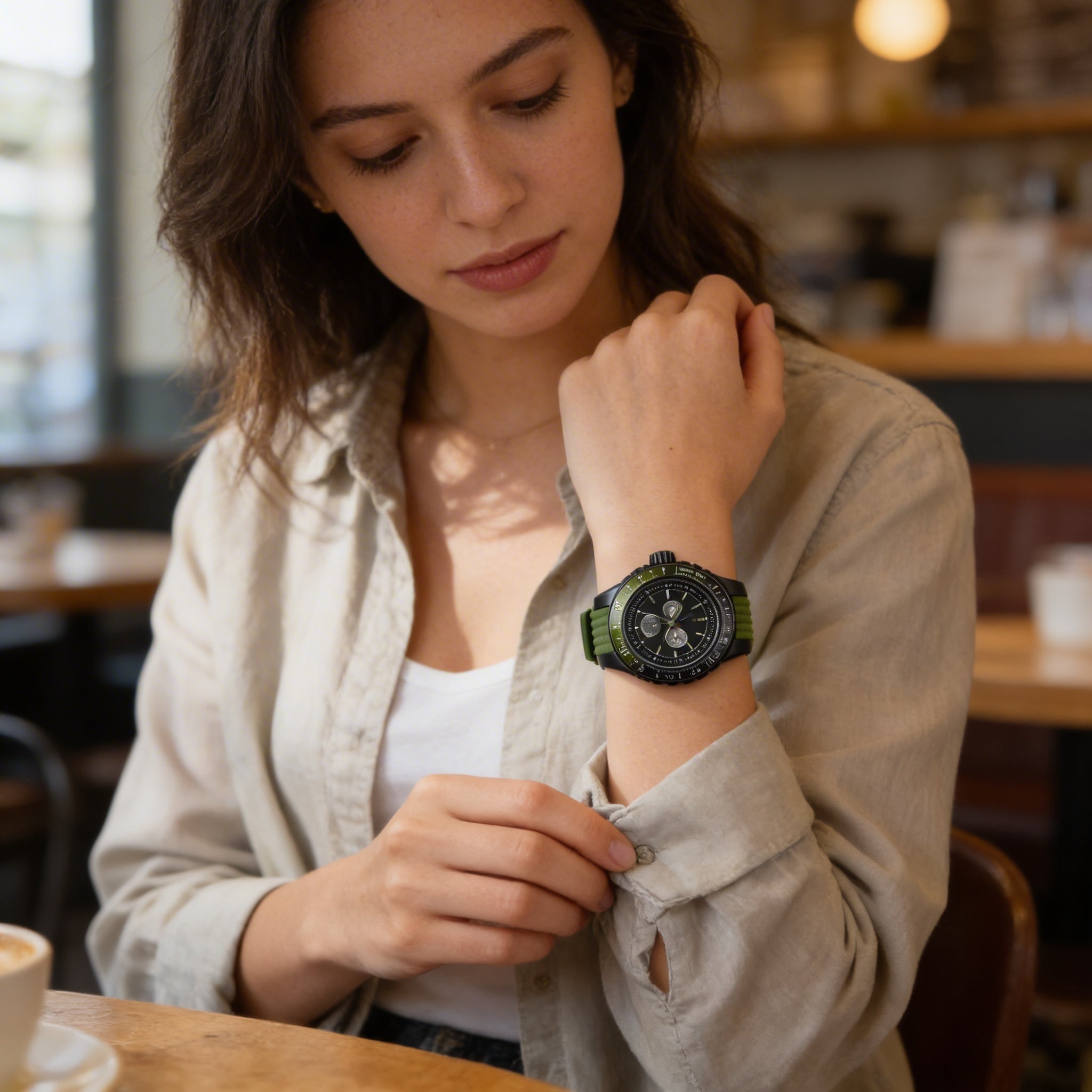 Reloj Invicta Aviator 49323 para hombre, de cuarzo, 50 mm, acero inoxidable, esfera negra, correa de silicona, resistente a 10 ATM, Photo 3