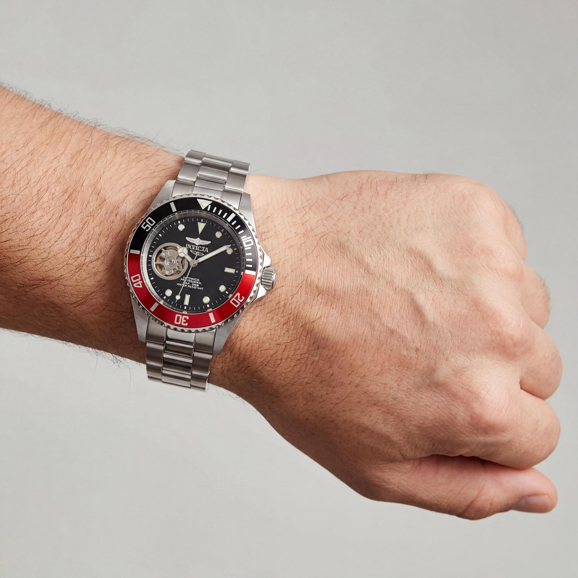 Reloj automático de buceo Invicta para hombre, de acero inoxidable, de 40 mm, caja plateada, movimiento japonés, esfera luminosa y corona atornillada., Photo 3