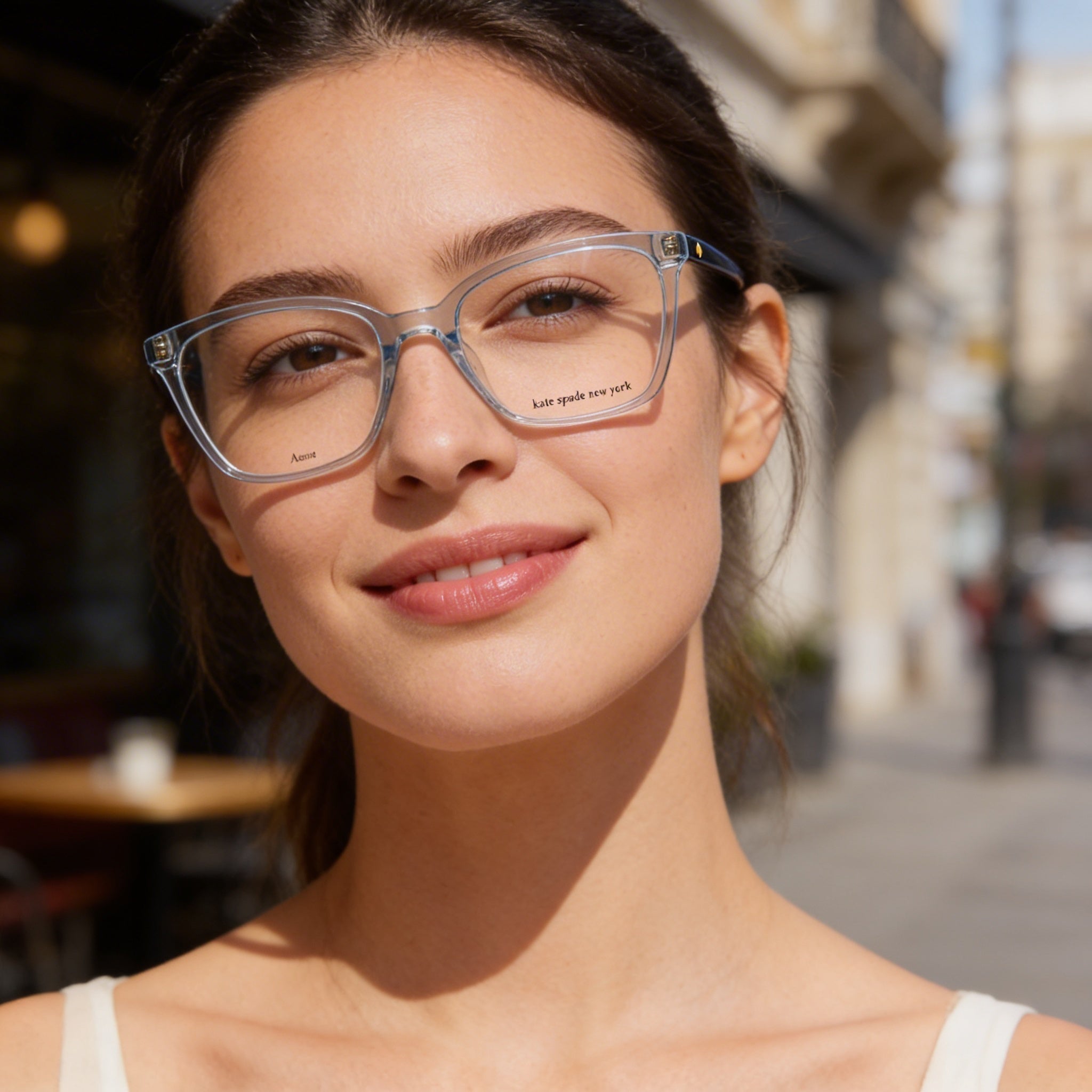 Gafas Kate Spade New York Modern para mujer con montura cuadrada de acetato azul transparente, lentes de 53 mm, Photo 5
