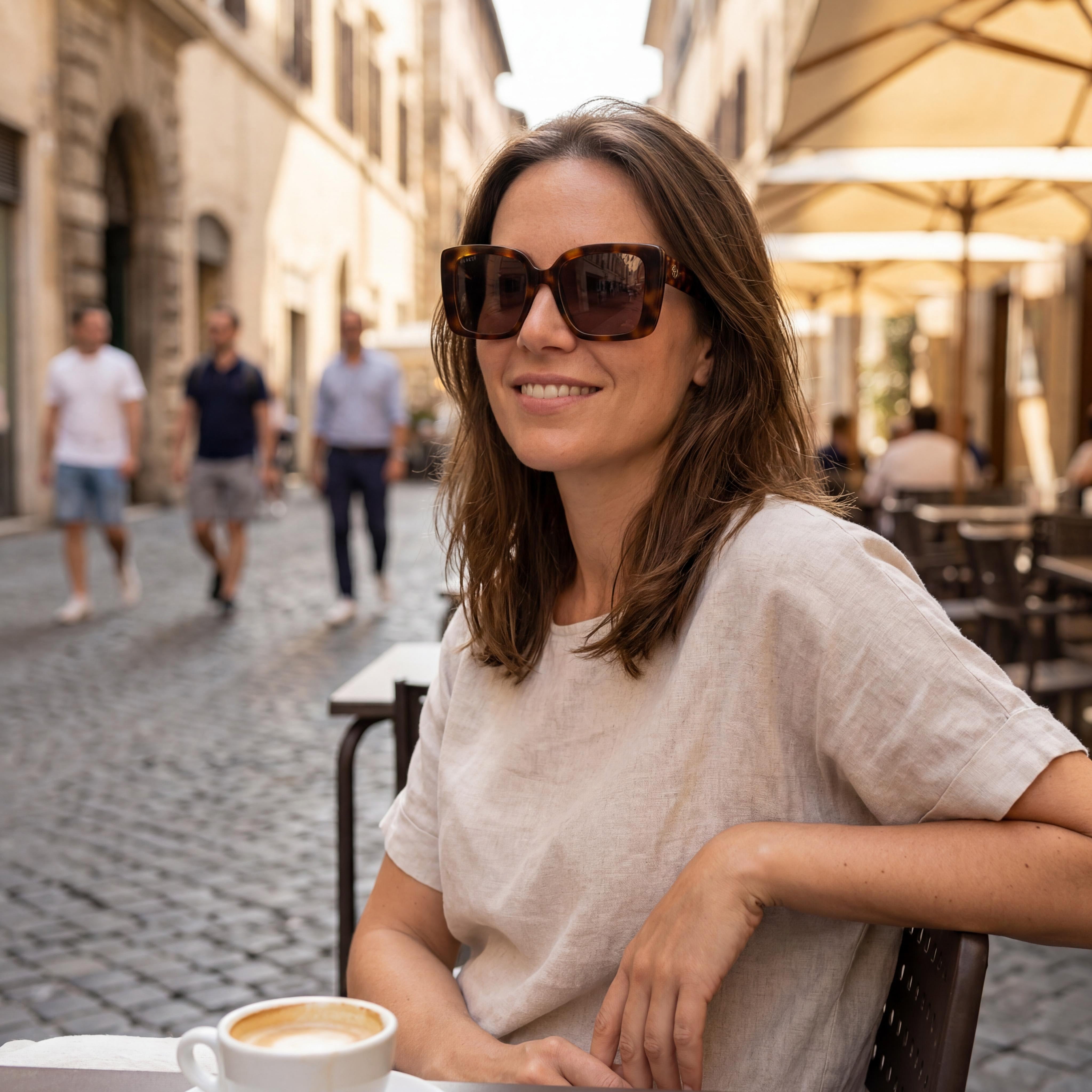Gucci GG1861S Women's Butterfly Plastic Sunglasses Havana Blue Brown Frame Brown Lens 53mm, Photo 4
