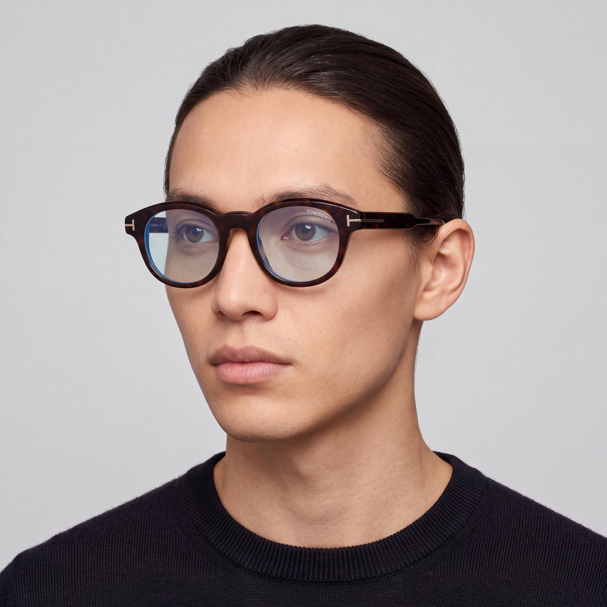 Tom Ford Ft6121-b Round Unisex Blue Filter Plastic Non- Eyeglasses Dark Havana 47-21-145, Photo 4