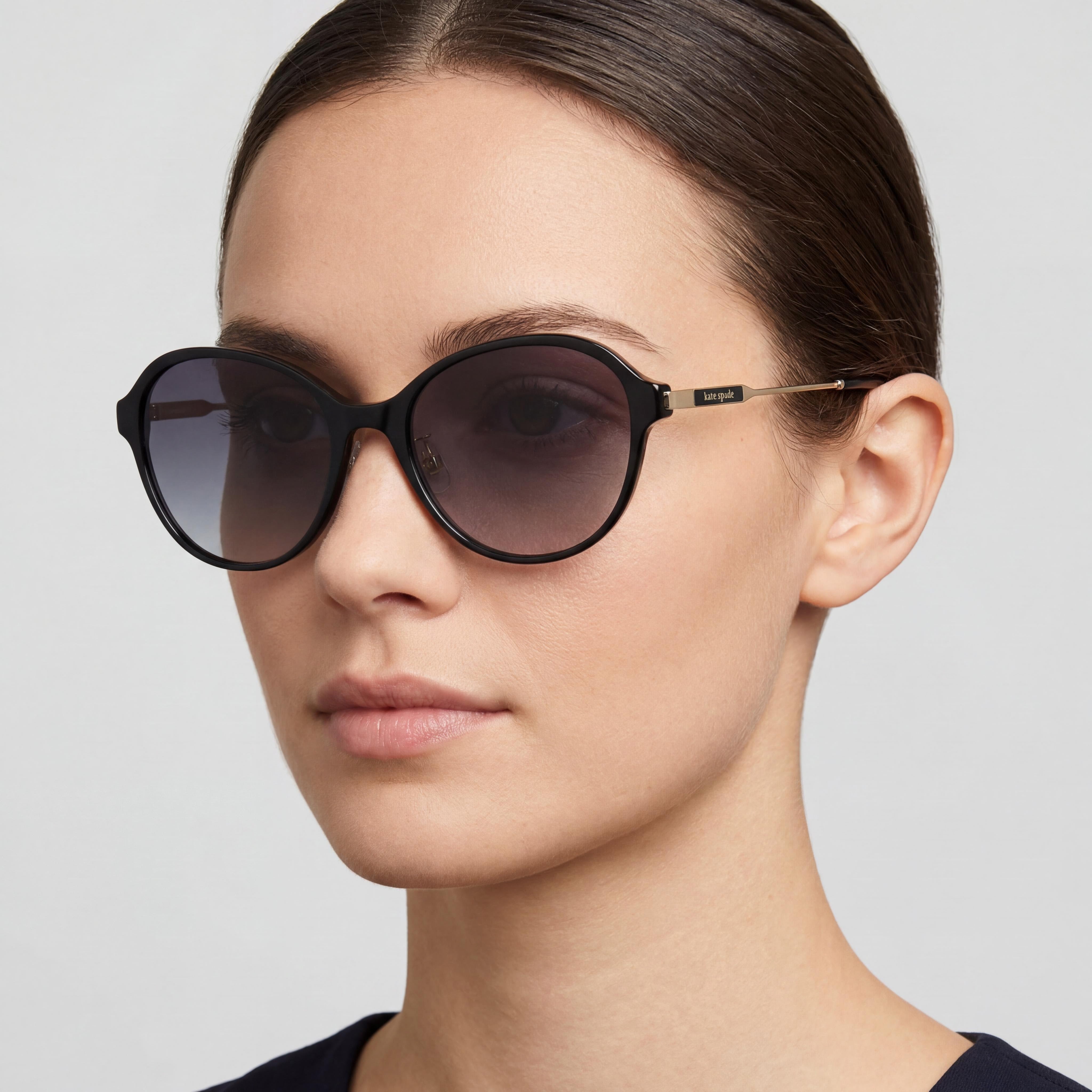 Kate Spade New York Casual Women's Black Acetate Frame Dark Grey Shaded Non-Polarized Sunglasses 56-19-140, Photo 4