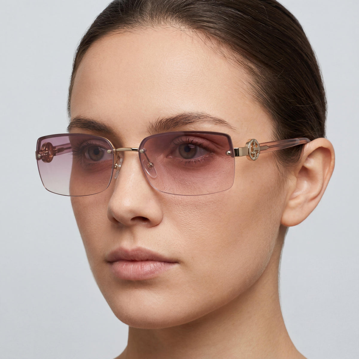 Gafas de diseño para mujer Marc Jacobs Mj 1067 con montura de metal rosa dorado y lentes doradas nude, tamaño 54 mm, Photo 4