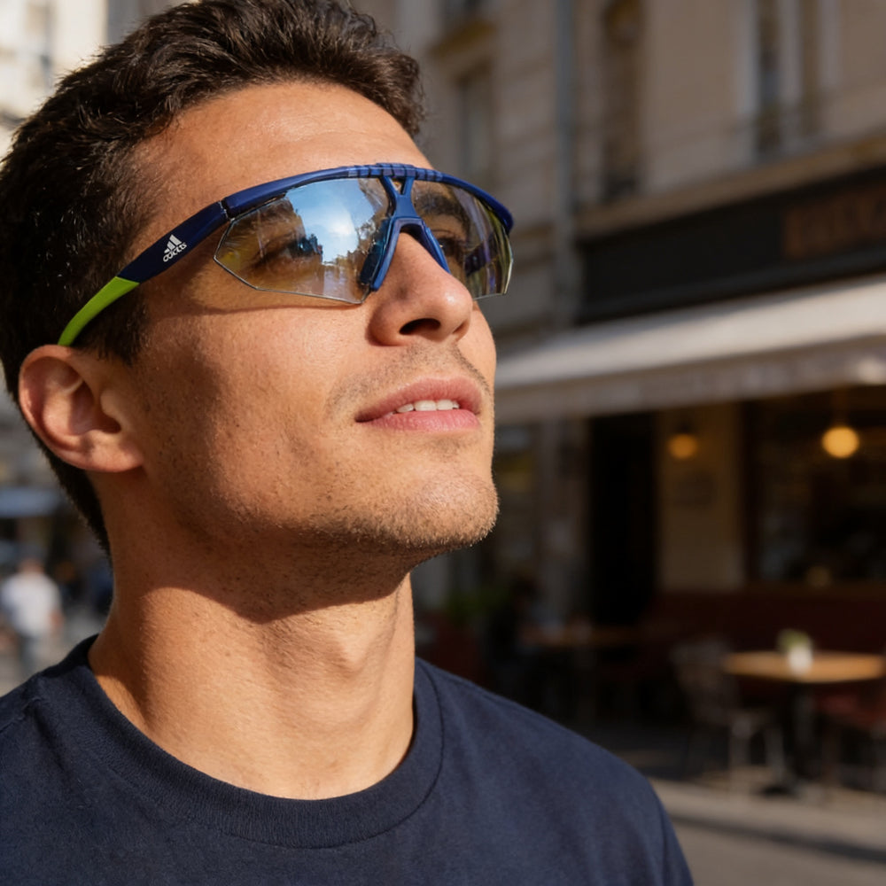 Gafas de sol Adidas Contemporaneo para hombre, ligeras, antivaho, con protección UV, azules, espejadas, fotocromáticas, talla 59