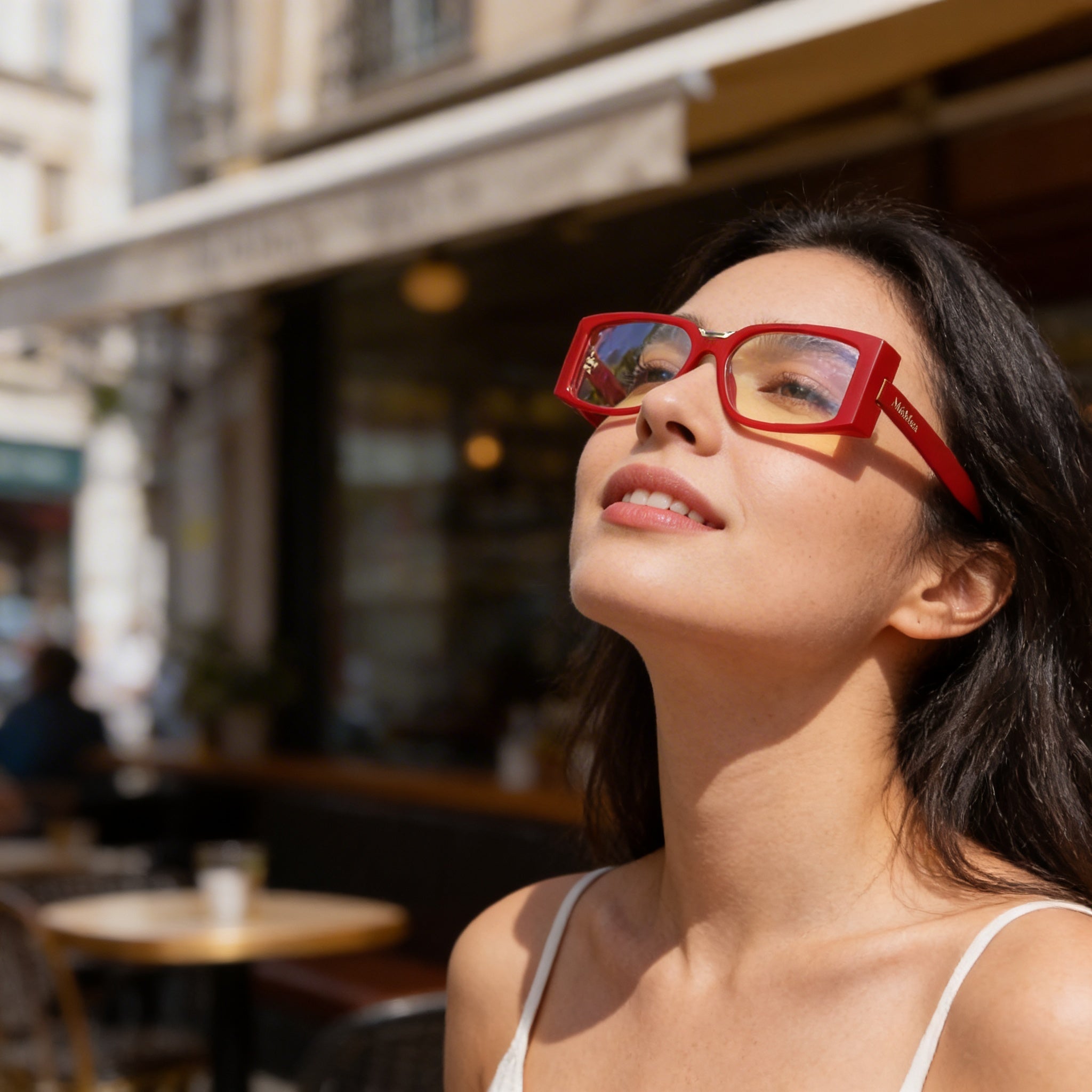 MaxMara Mm5157-b Unisex Shiny Light Red Blue Filter Plastic Frame Shiny Red Lenses 54mm, Photo 5