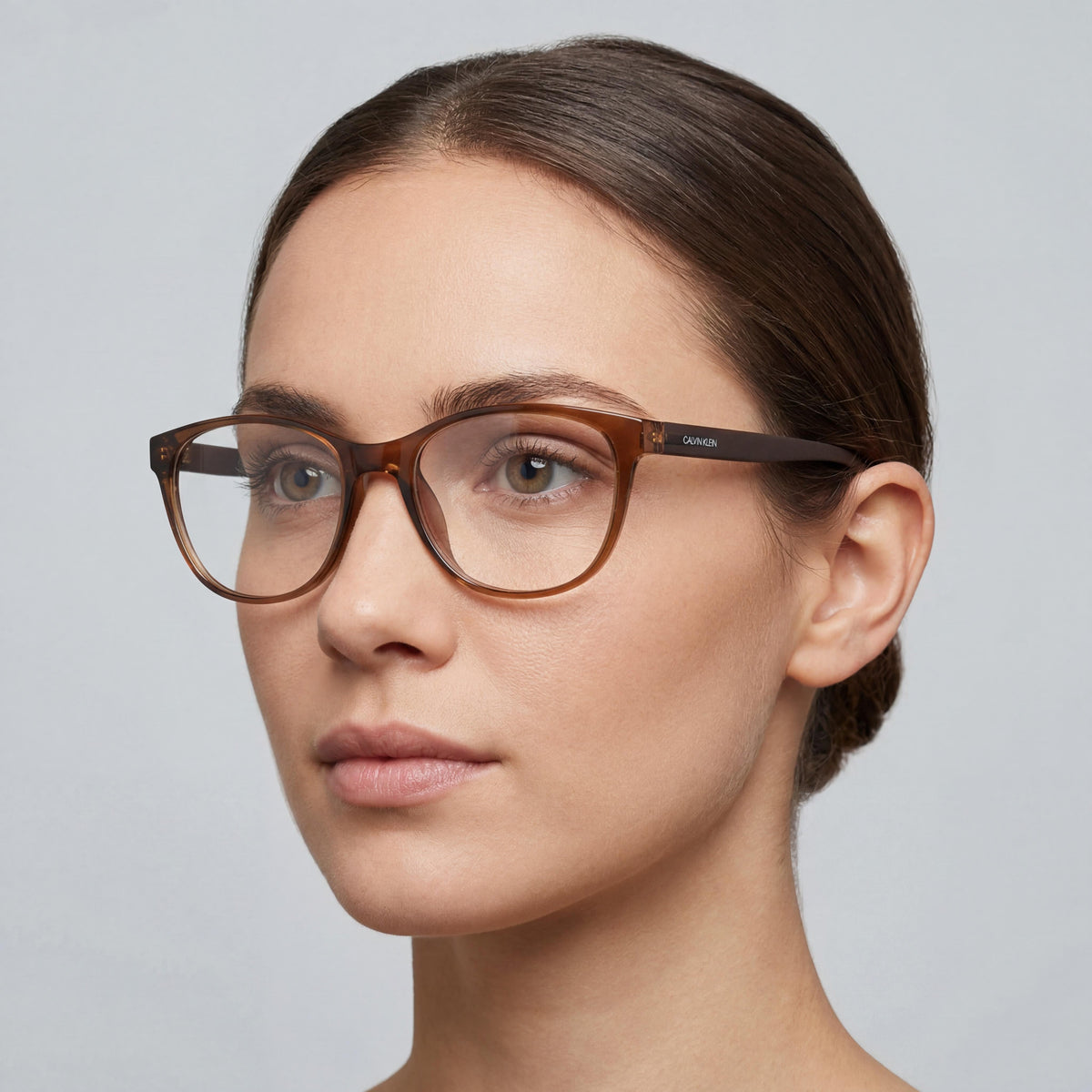 Calvin Klein Ck19572 Women's Optical Eyeglasses with Crystal Amber Brown Plastic Frame and Clear Lenses 52mm, Photo 4
