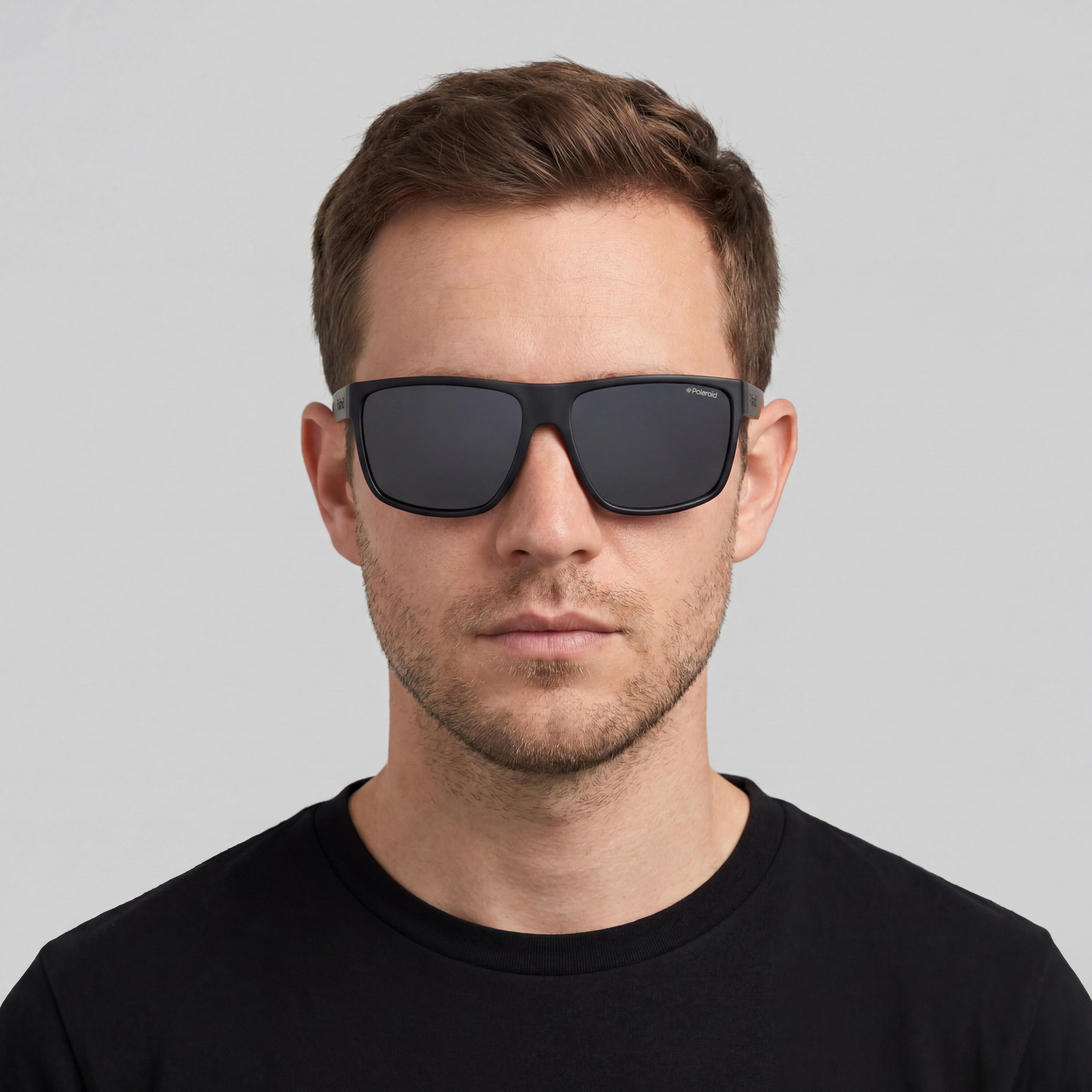 Polaroid Pld 6076/S Unisex Square Sunglasses with Black Polycarbonate Frame and Polarized Grey UV Lenses 60mm, Photo 4