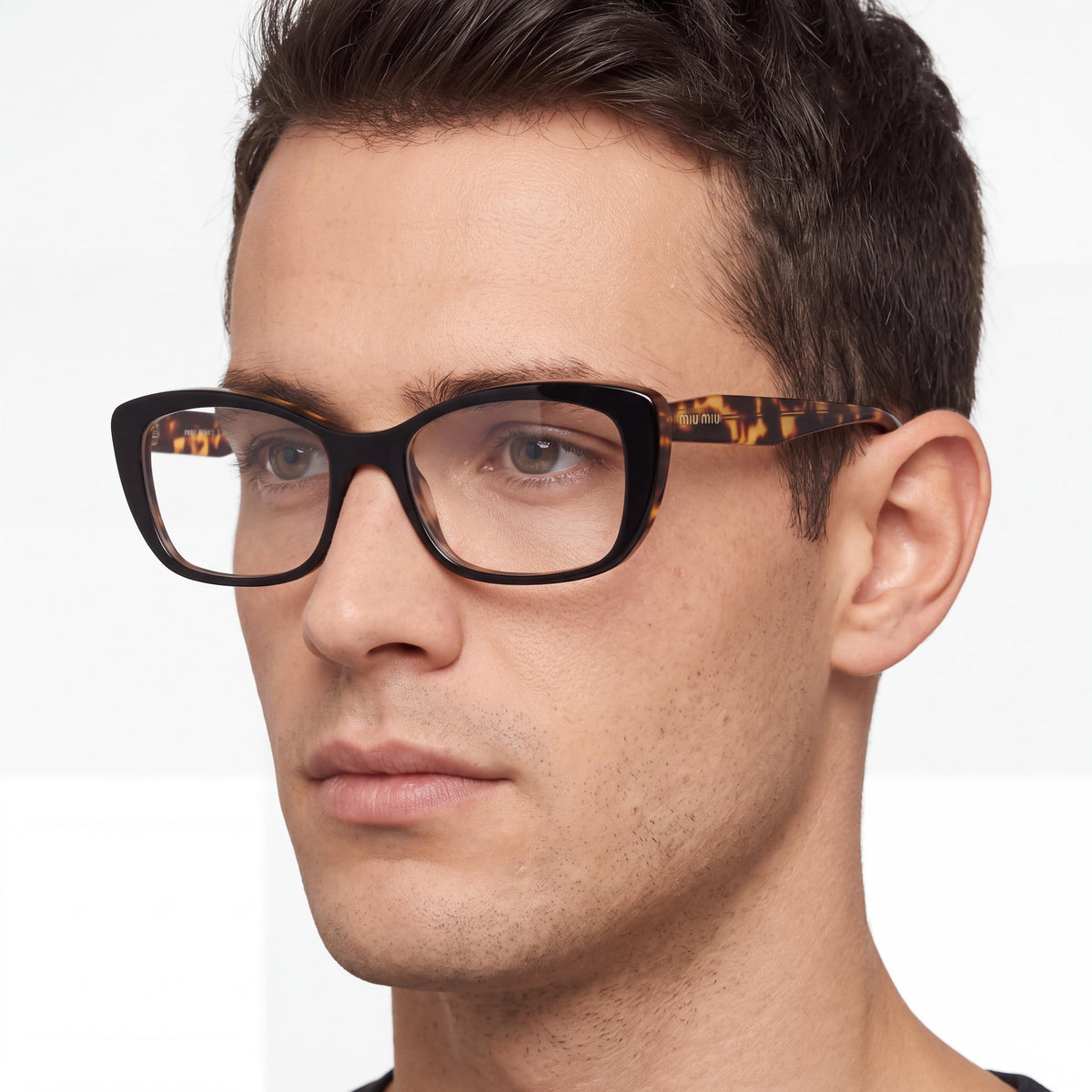 Miu Miu Mu 7tv Men's Light Havana Top Black Plastic Frame Sunglasses 53mm Lens Width, Photo 4