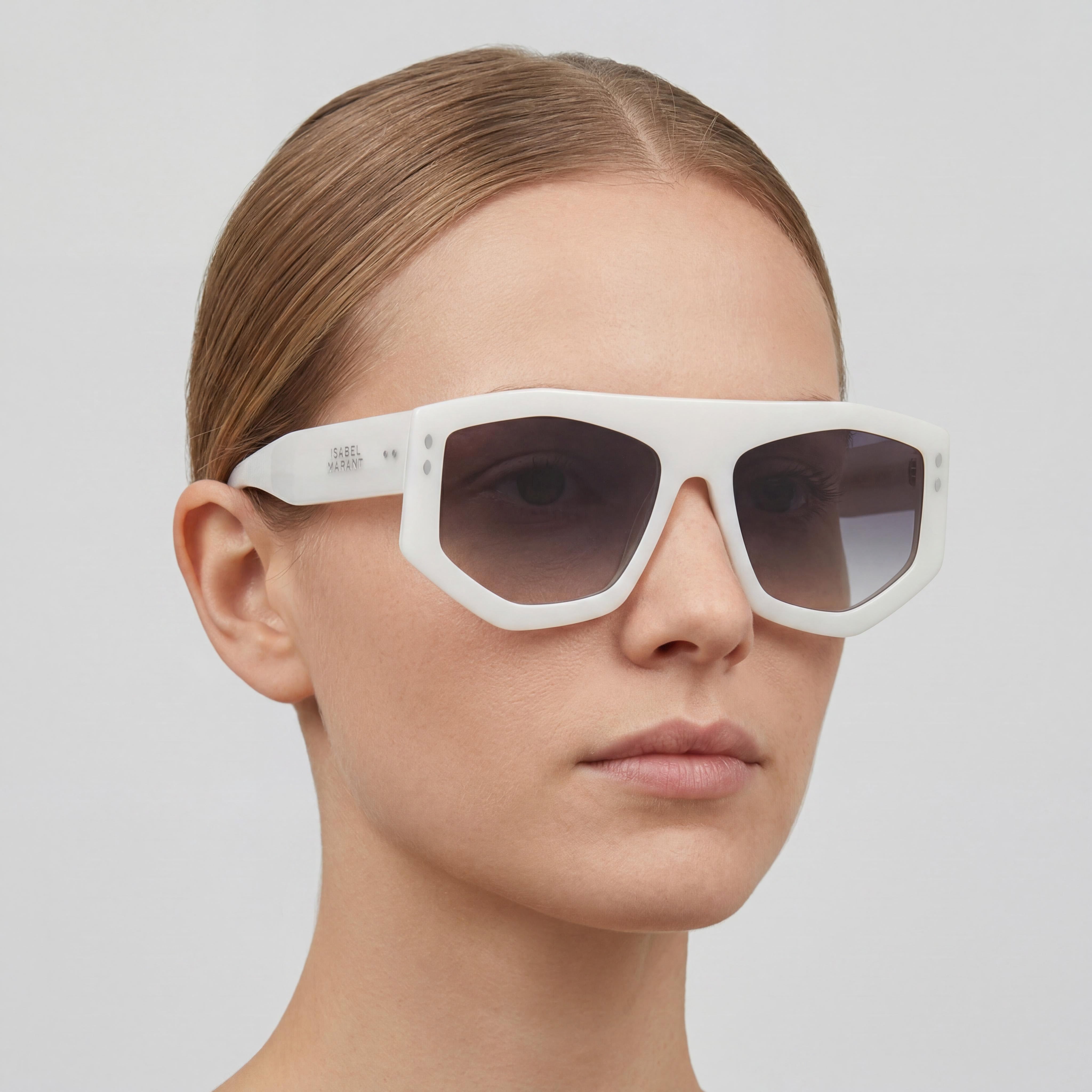 Gafas de sol Isabel Marant de mujer modernas con montura de acetato blanco perla gris y lente de policarbonato de 56 mm, Photo 4