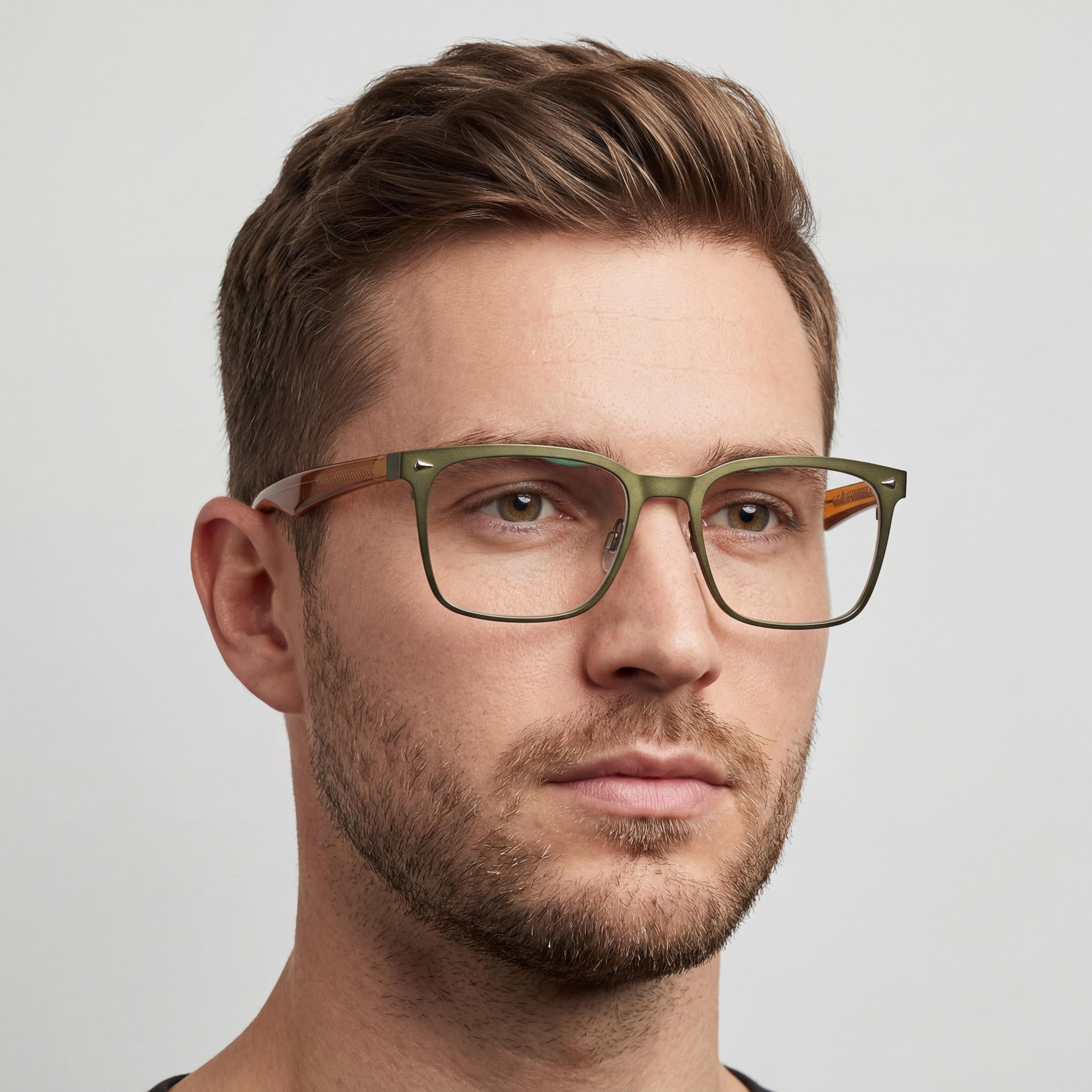 Armazones de metal para gafas de receta Rag & Bone Rnb 7002 para hombres, color café oliva oscuro, con lentes de 54 mm, puente de 19 mm, patillas de 145 mm, Photo 5