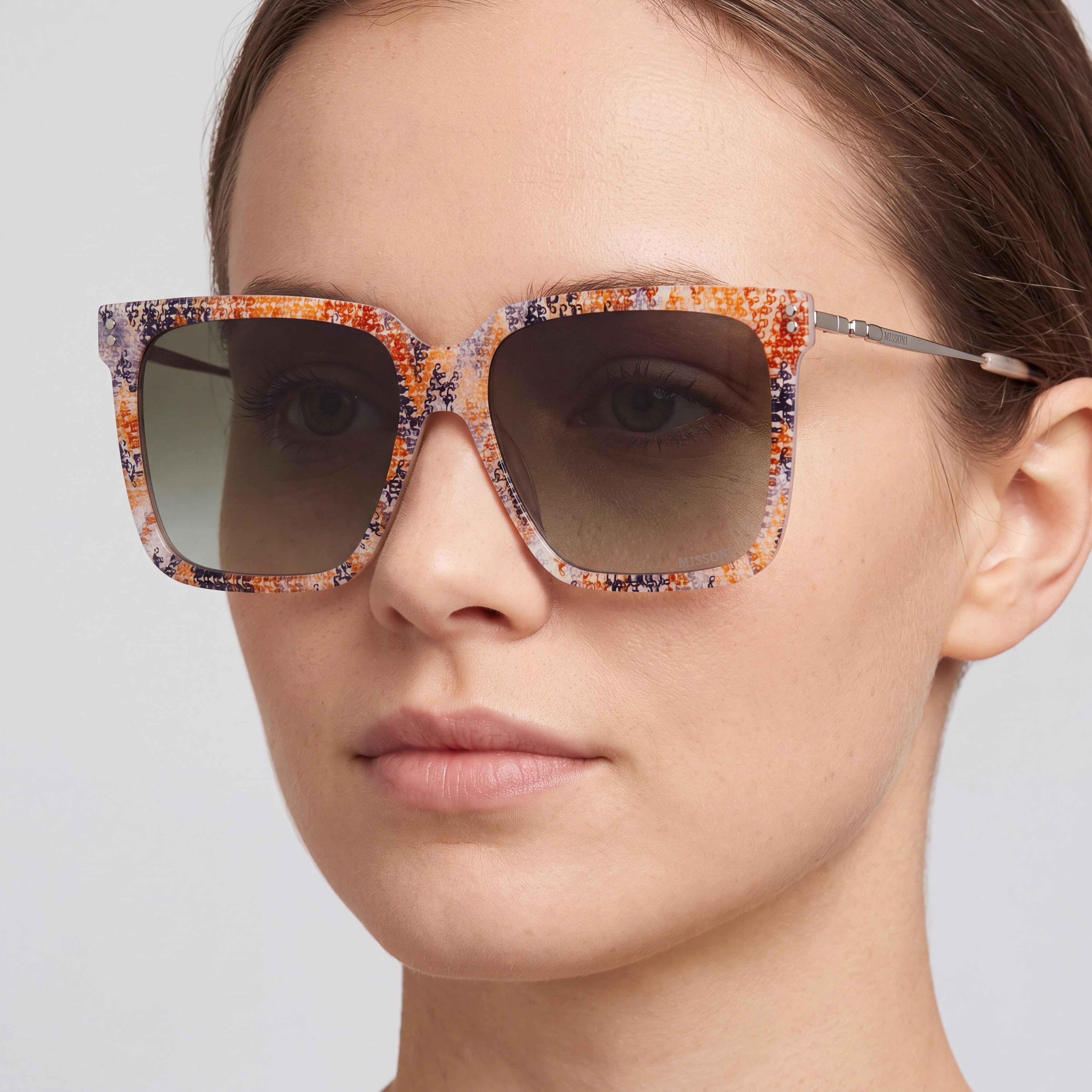 Missoni Mis 0107/S Gafas de Sol de Acetato para Mujer Beige con Patrón Marrón Degradado Lentes Degradadas 57mm, Photo 4