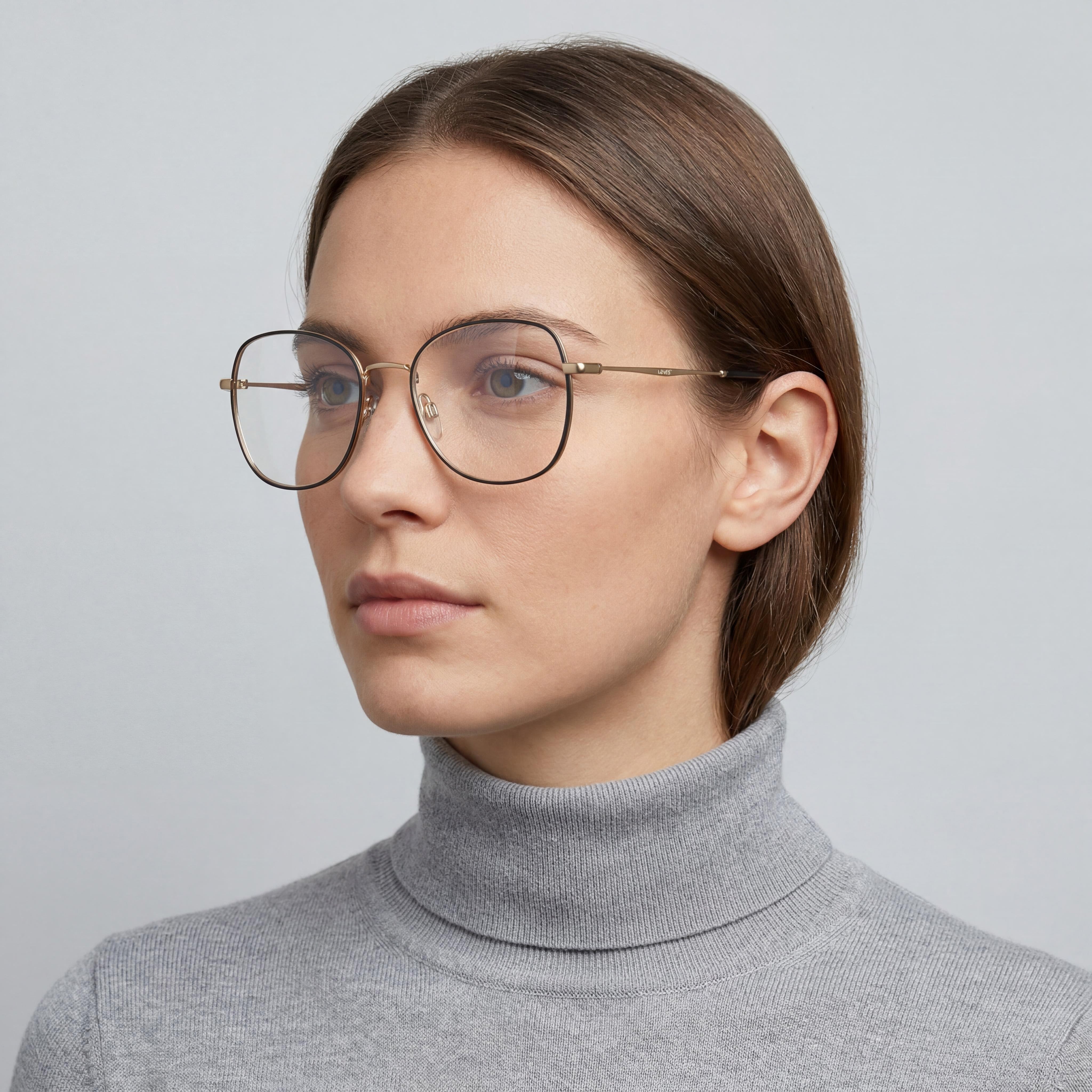 Levi's Lv 5023 Women's Black Stainless Steel Full Rim Oversized Prescription Ready Clear Lens Eyeglasses 52mm, Photo 4