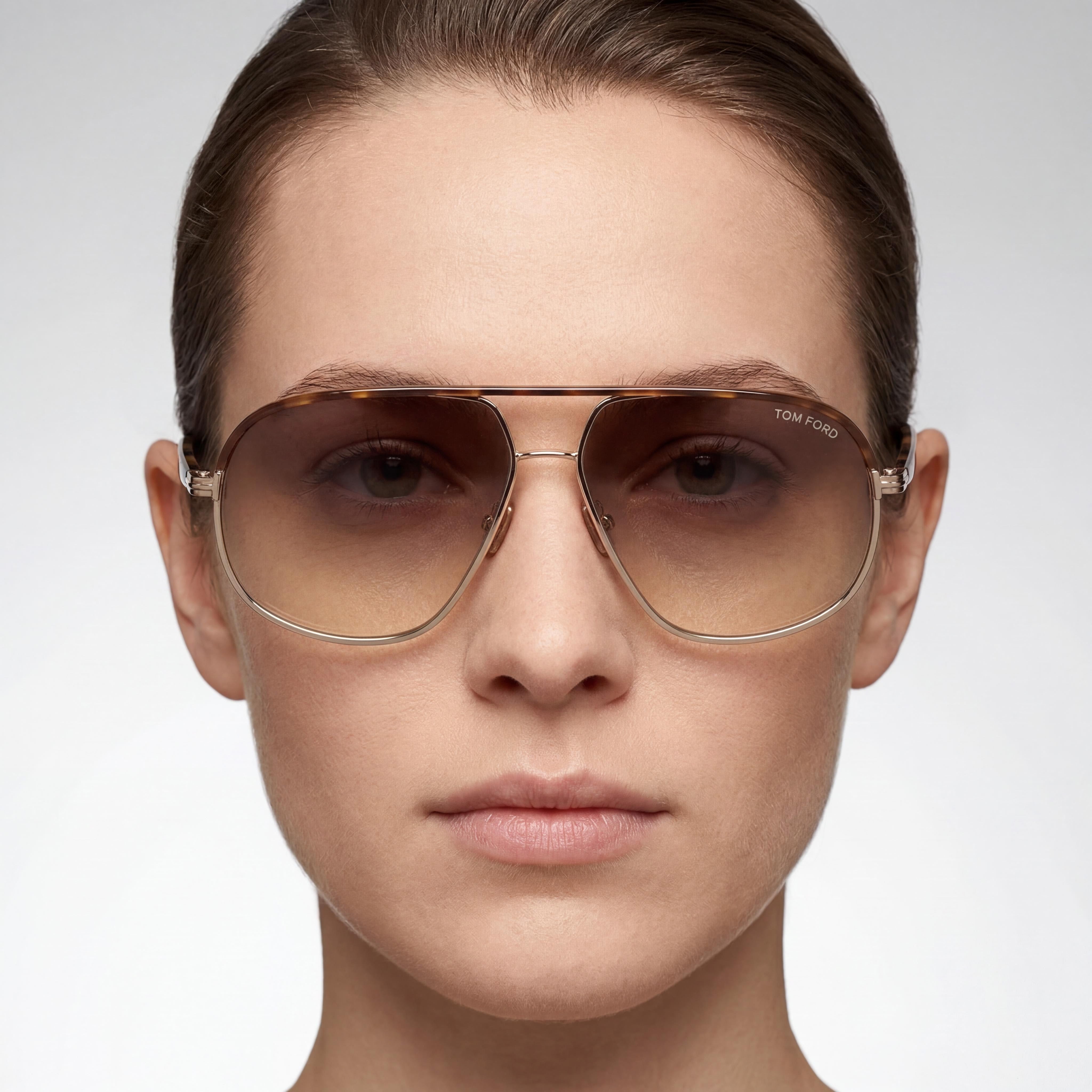 Gafas de sol unisex Tom Ford MAXWELL FT 1019 de metal, color oro rosa, marrón, degradado, 59-13-140 mm, Photo 4