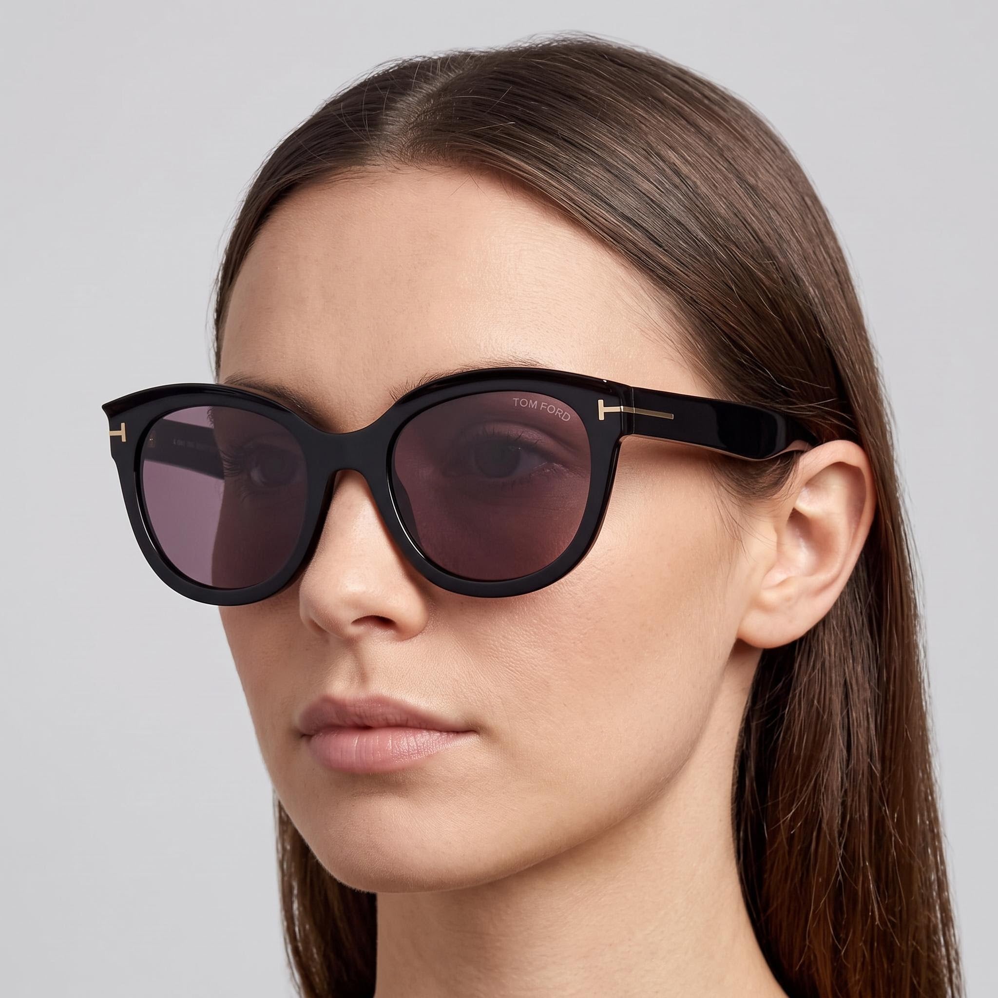 Tom Ford Tamara FT1114 Women's Shiny Black Plastic Frame Smoke Lenses 100% UV Protection 54mm, Photo 4