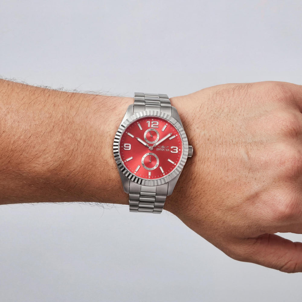 Invicta Specialty 49526 Men's Red Dial Quartz Silver-tone Stainless Steel Bracelet Watch 43mm