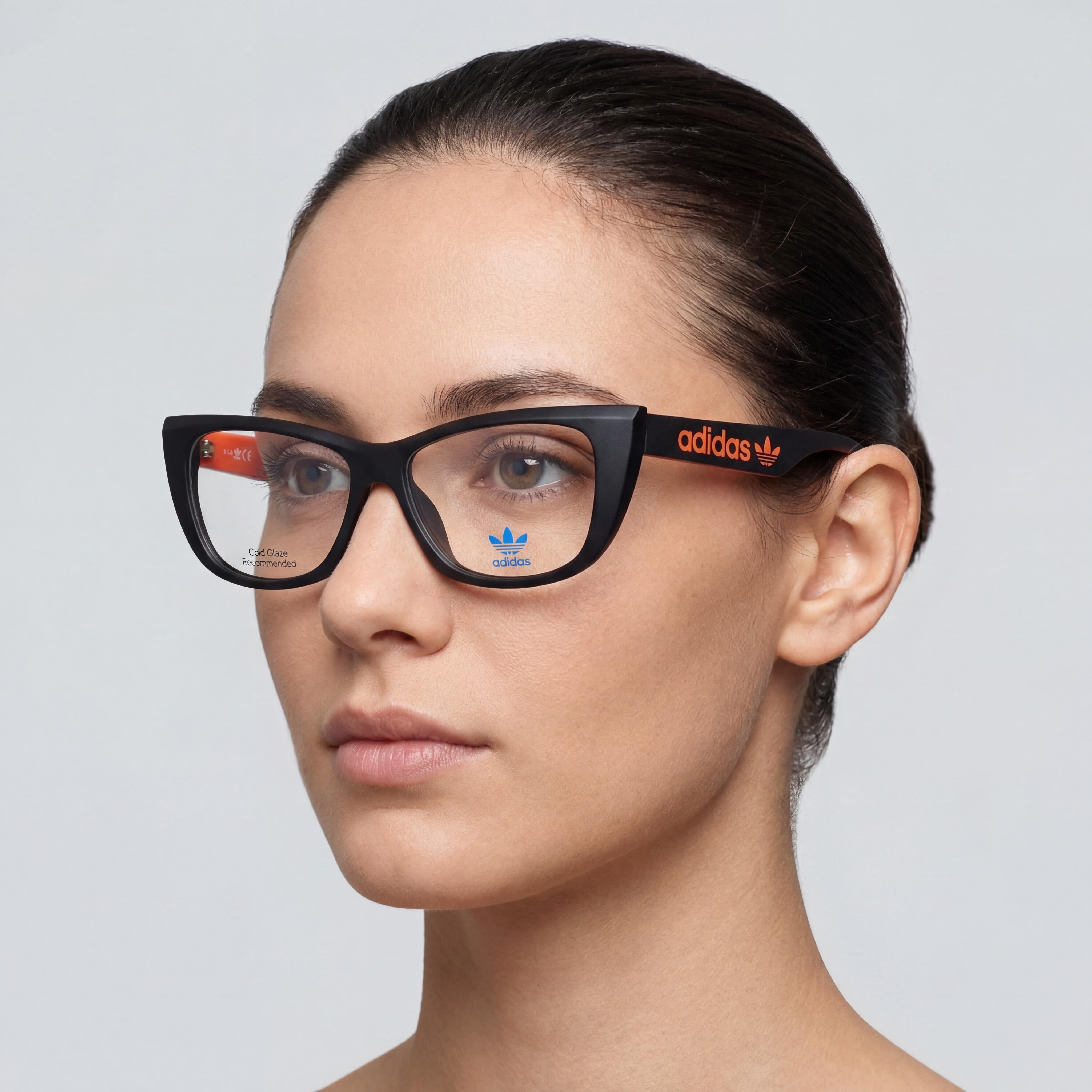 Adidas Originals OR5010 - Montura oftálmica inyectada para mujer, color negro mate, lentes de policarbonato transparente, ancho de lente de 55 mm, Photo 4