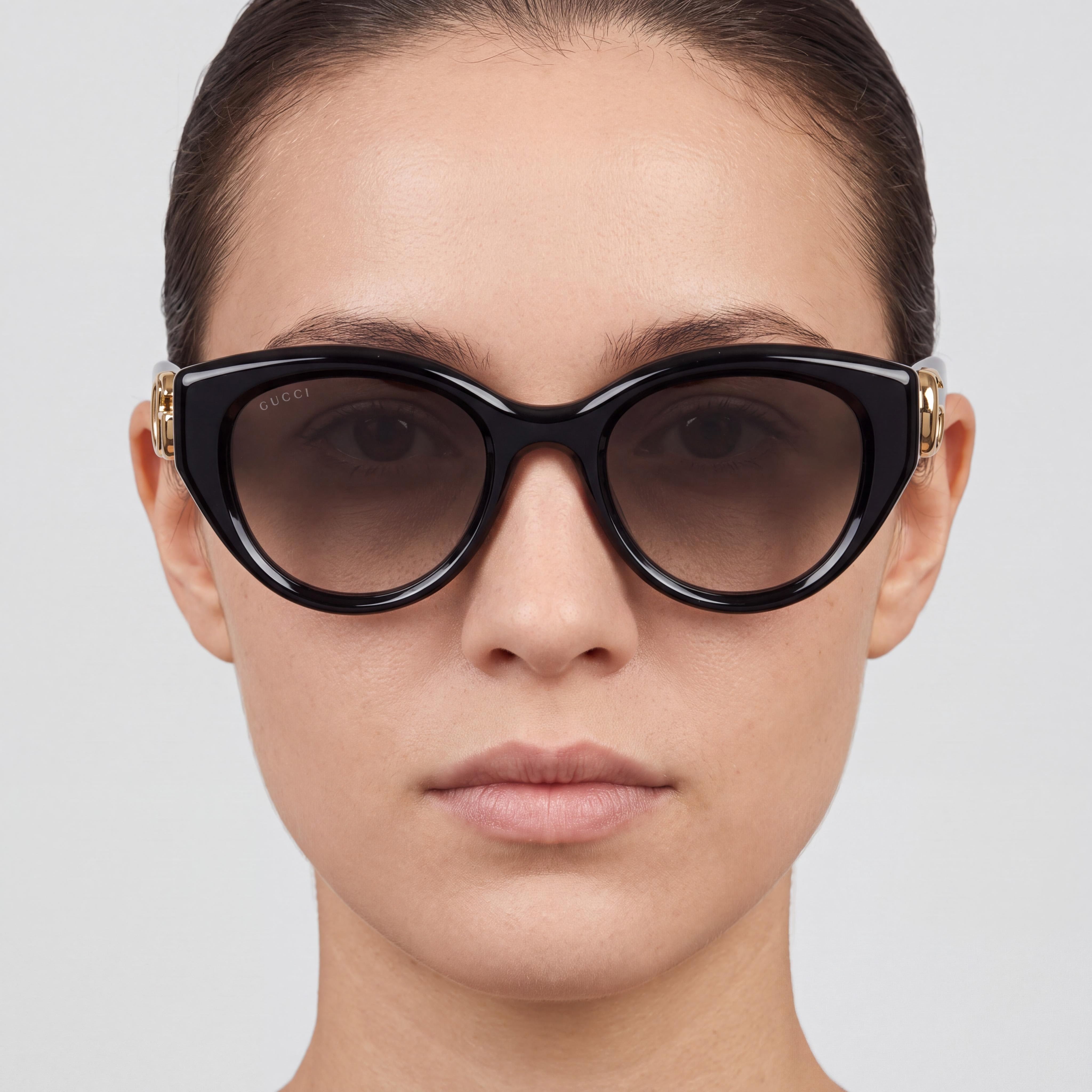 Gafas de sol unisex modernas Gucci con montura negra, lentes negras, puente de 18 mm, patillas de 145 mm, Photo 4