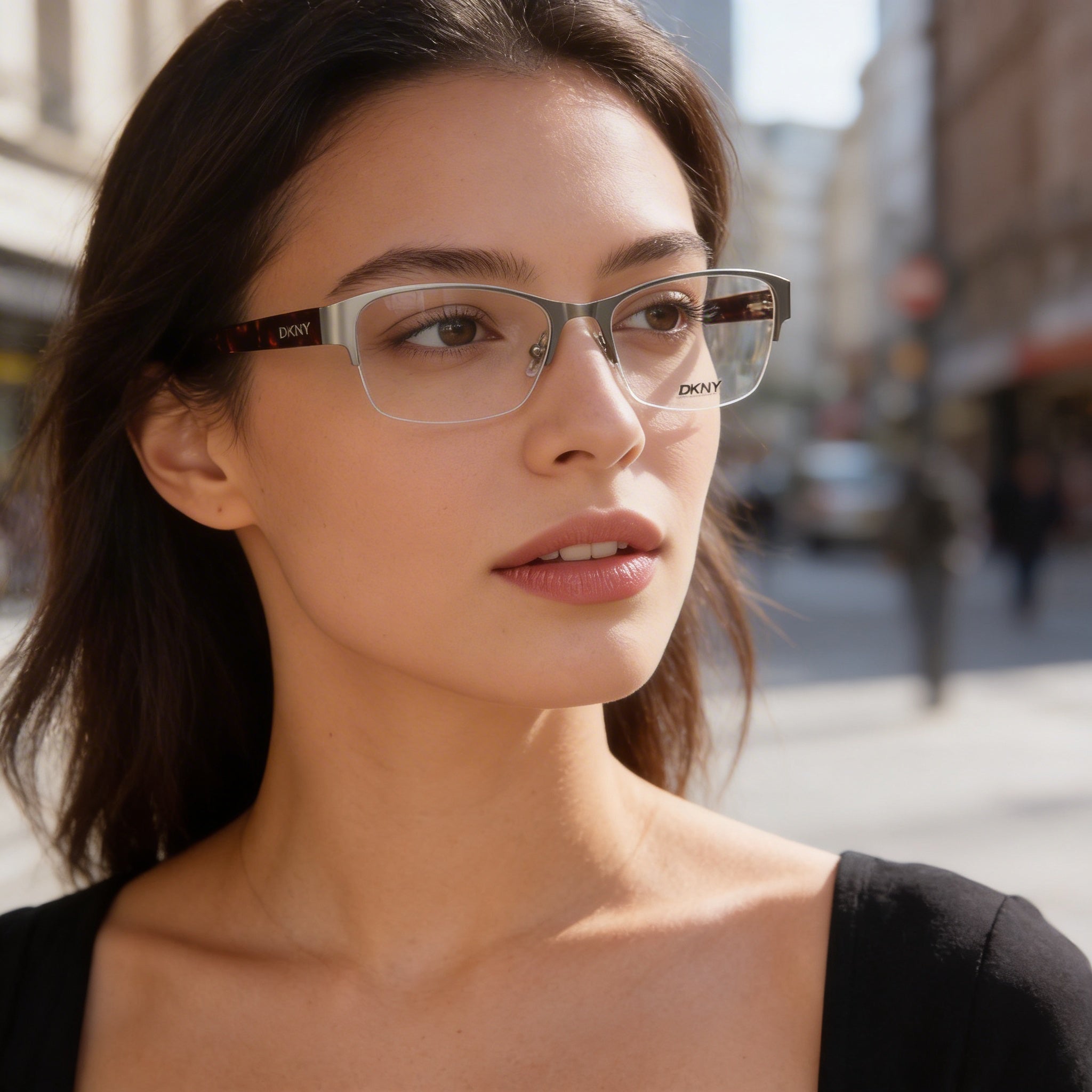 DKNY Women 2015 DY5651 Prescription Eyeglasses with UV, Anti-Scratch, Anti-Reflective Protection, Matte Silver Metal Frame, 53mm, Photo 4