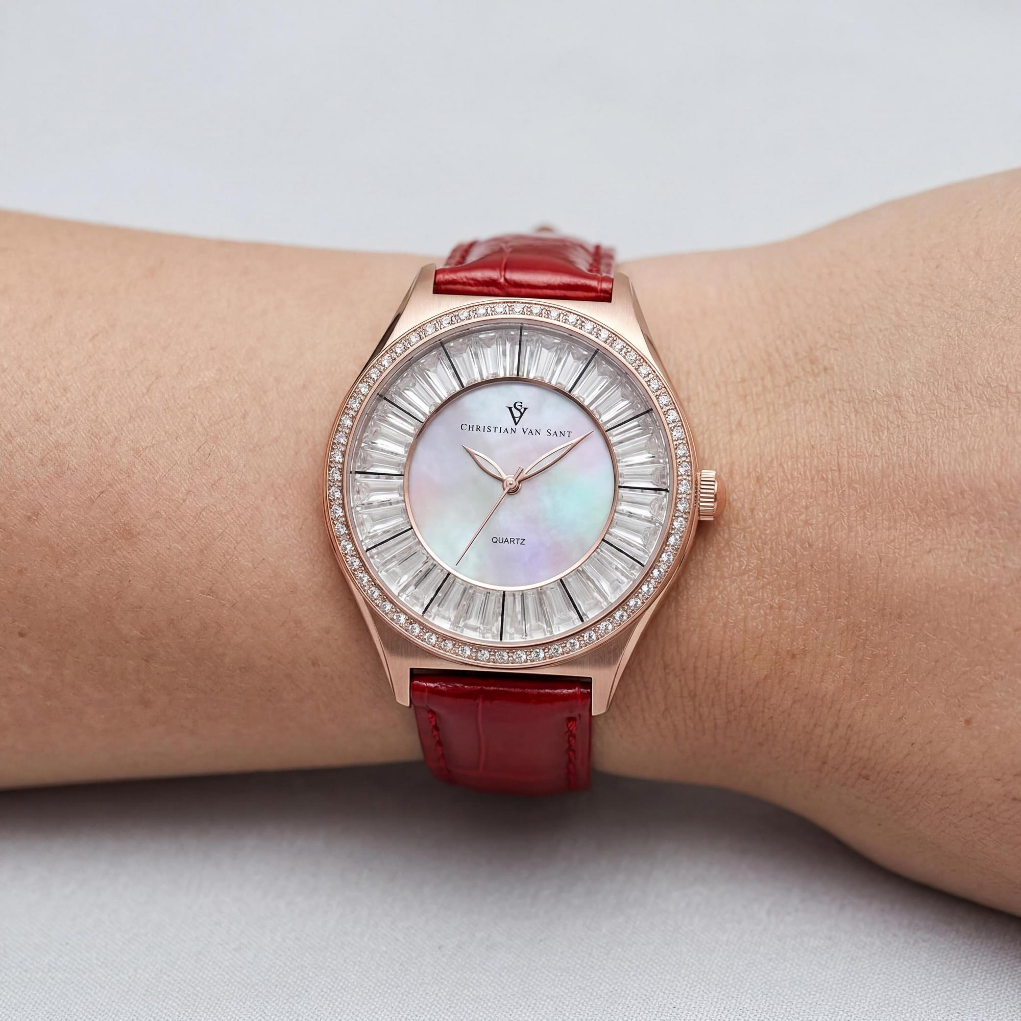 Reloj de mujer Christian Van Sant Luna CV3208 con esfera de nácar, acero inoxidable y cuero, Photo 3
