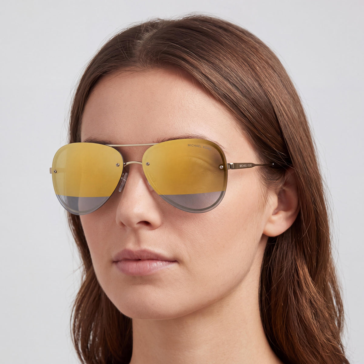 Michael Kors La Jolla 11681z Women's Pale Gold-tone Metal Aviator Gradient Block Gold Mirror UV Protection Sunglasses 59mm, Photo 3