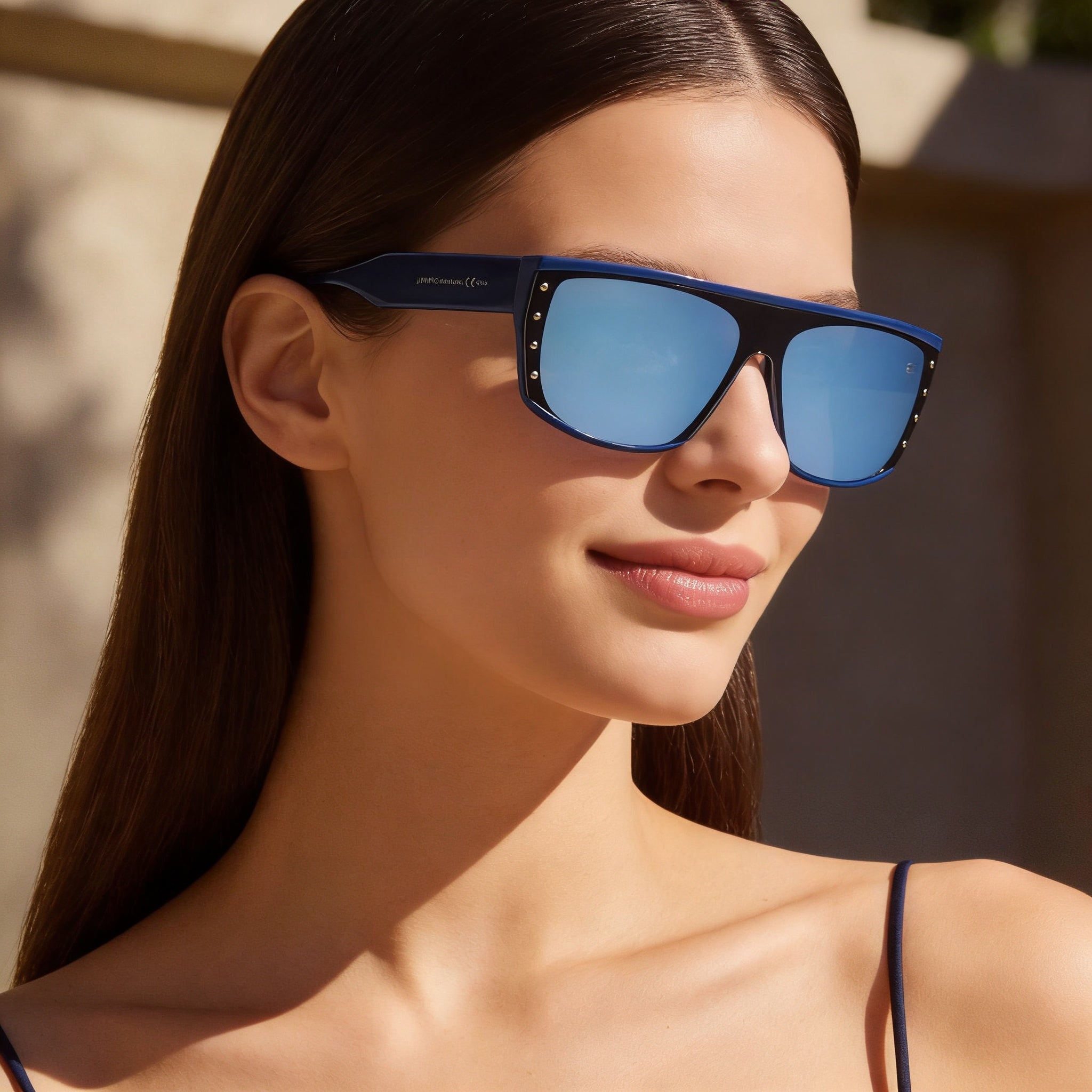 Jimmy Choo RYLAN/S - Gafas de sol unisex de celulosa azul Browline sin polarizar con protección UV (99 mm), Photo 4
