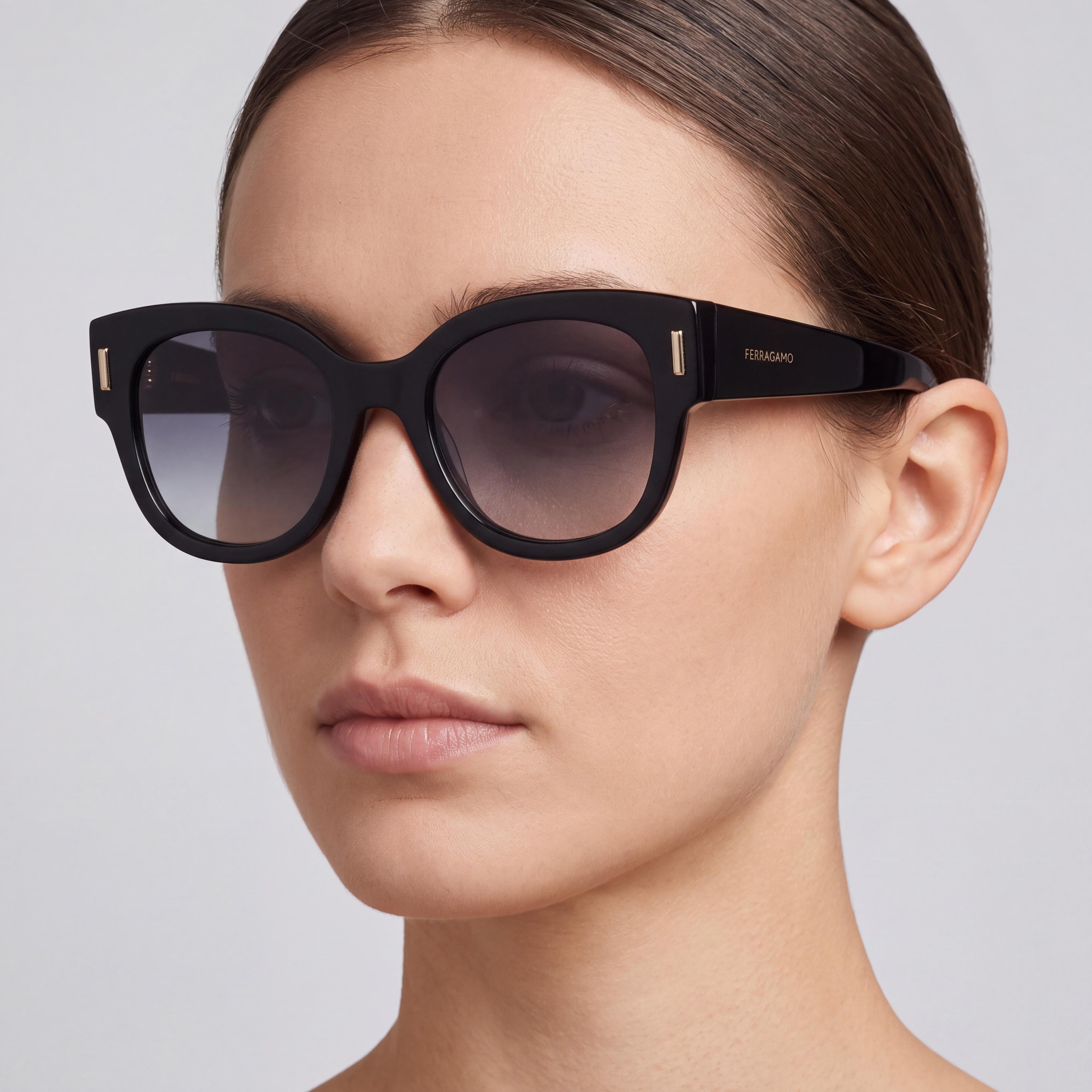 Salvatore Ferragamo SF2007S Women's Casual Black Acetate Gradient Grey UV Protection Sunglasses 51mm, Photo 4